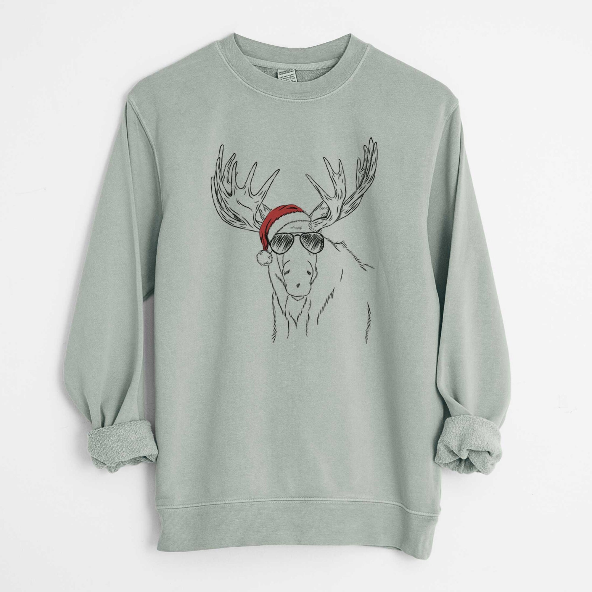 Santa Monty the Moose - Unisex Pigment Dyed Crew Sweatshirt