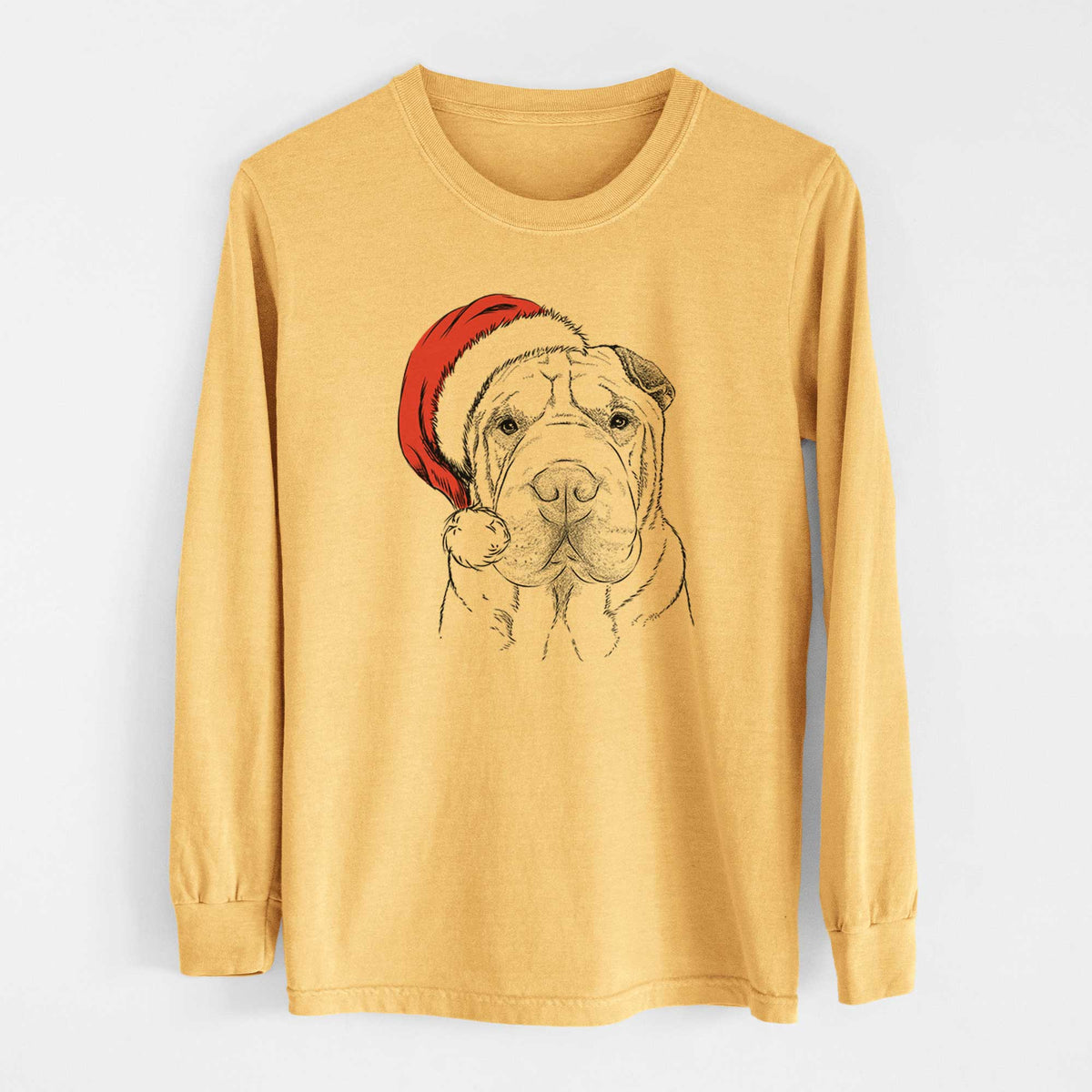 Santa Moomers the Shar Pei - Heavyweight 100% Cotton Long Sleeve