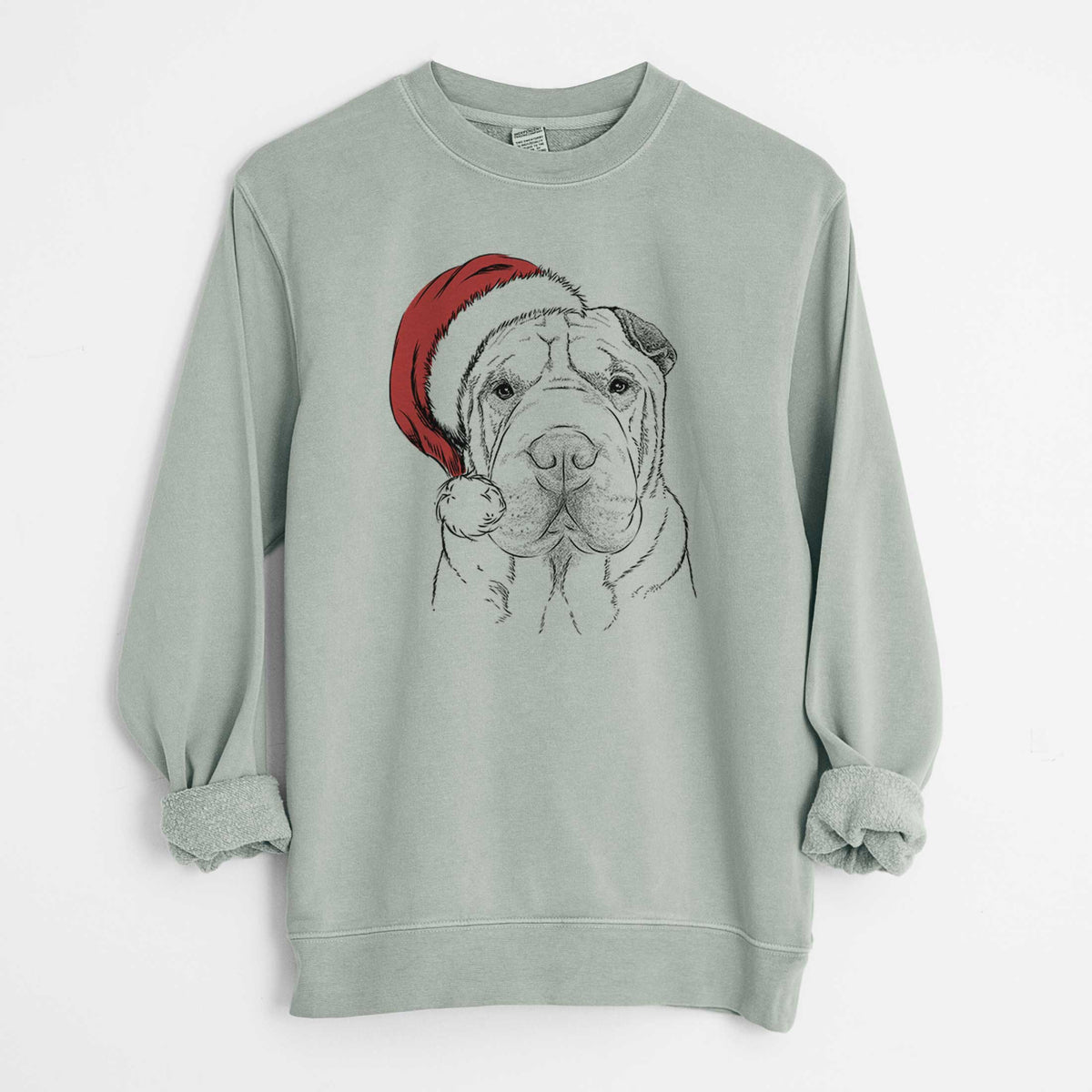 Santa Moomers the Shar Pei - Unisex Pigment Dyed Crew Sweatshirt