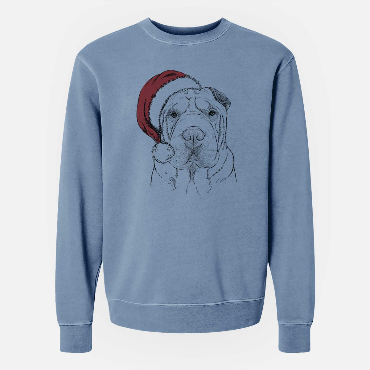 Santa Moomers the Shar Pei - Unisex Pigment Dyed Crew Sweatshirt