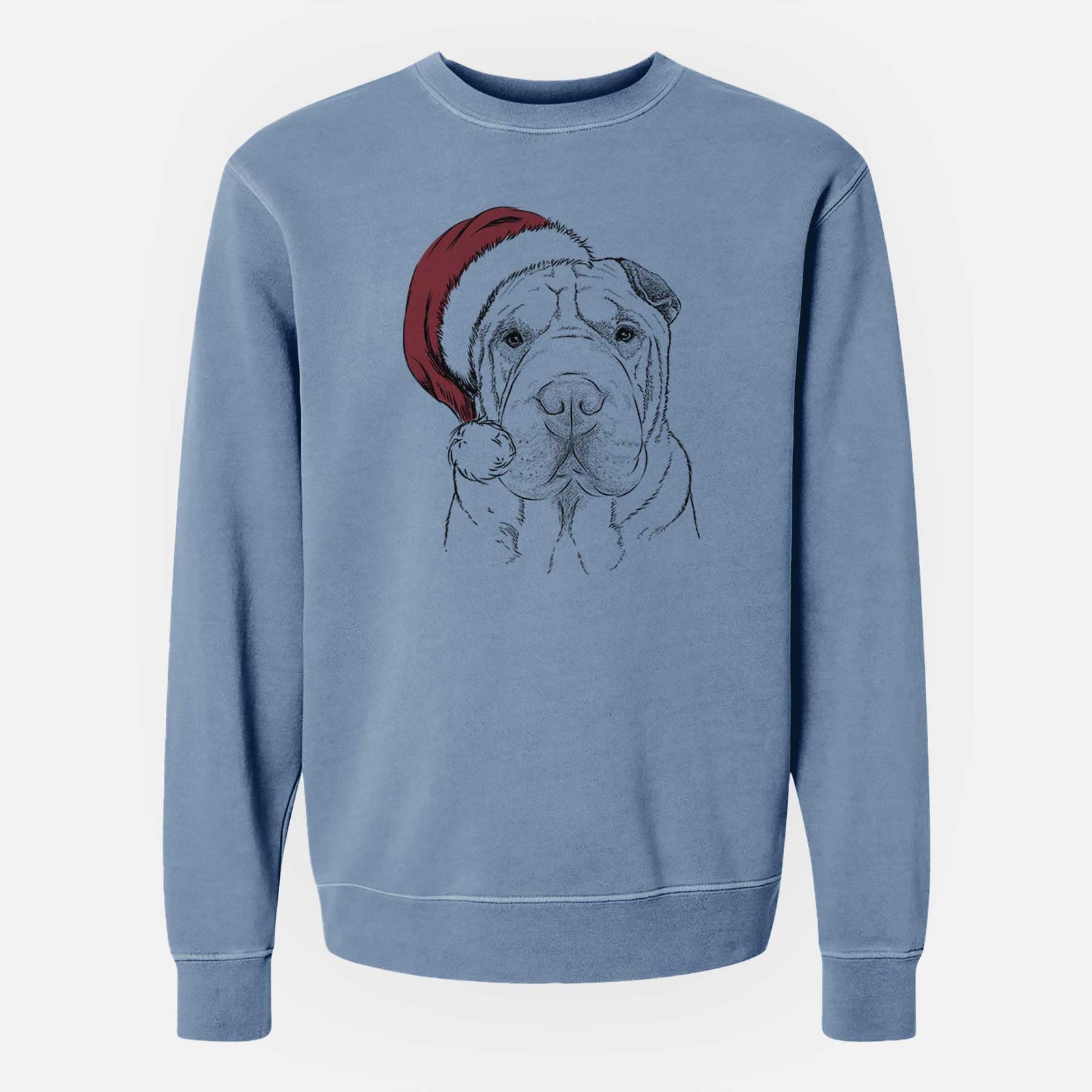 Santa Moomers the Shar Pei - Unisex Pigment Dyed Crew Sweatshirt