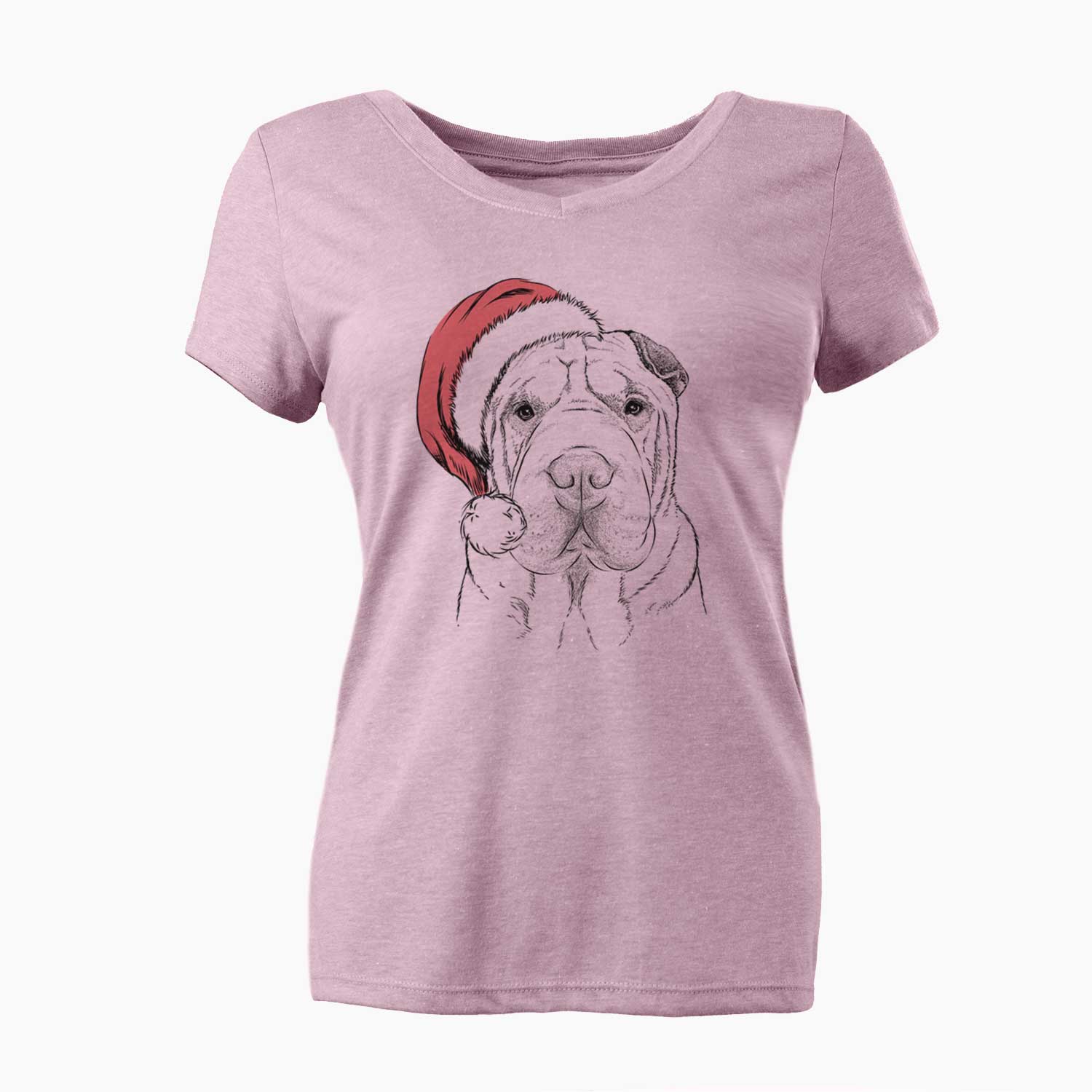 Santa Moomers the Shar Pei - Women's V-neck Shirt