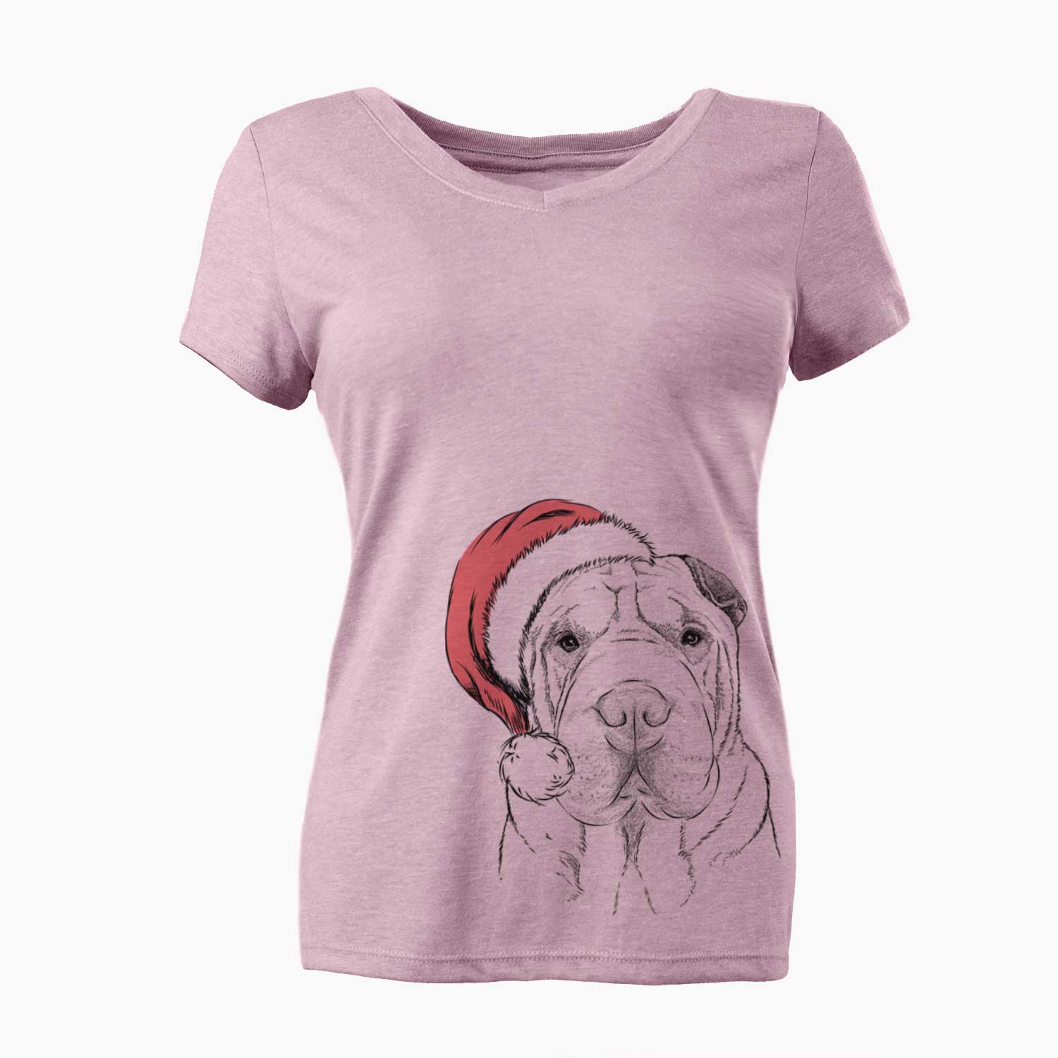 Santa Moomers the Shar Pei - Women's V-neck Shirt