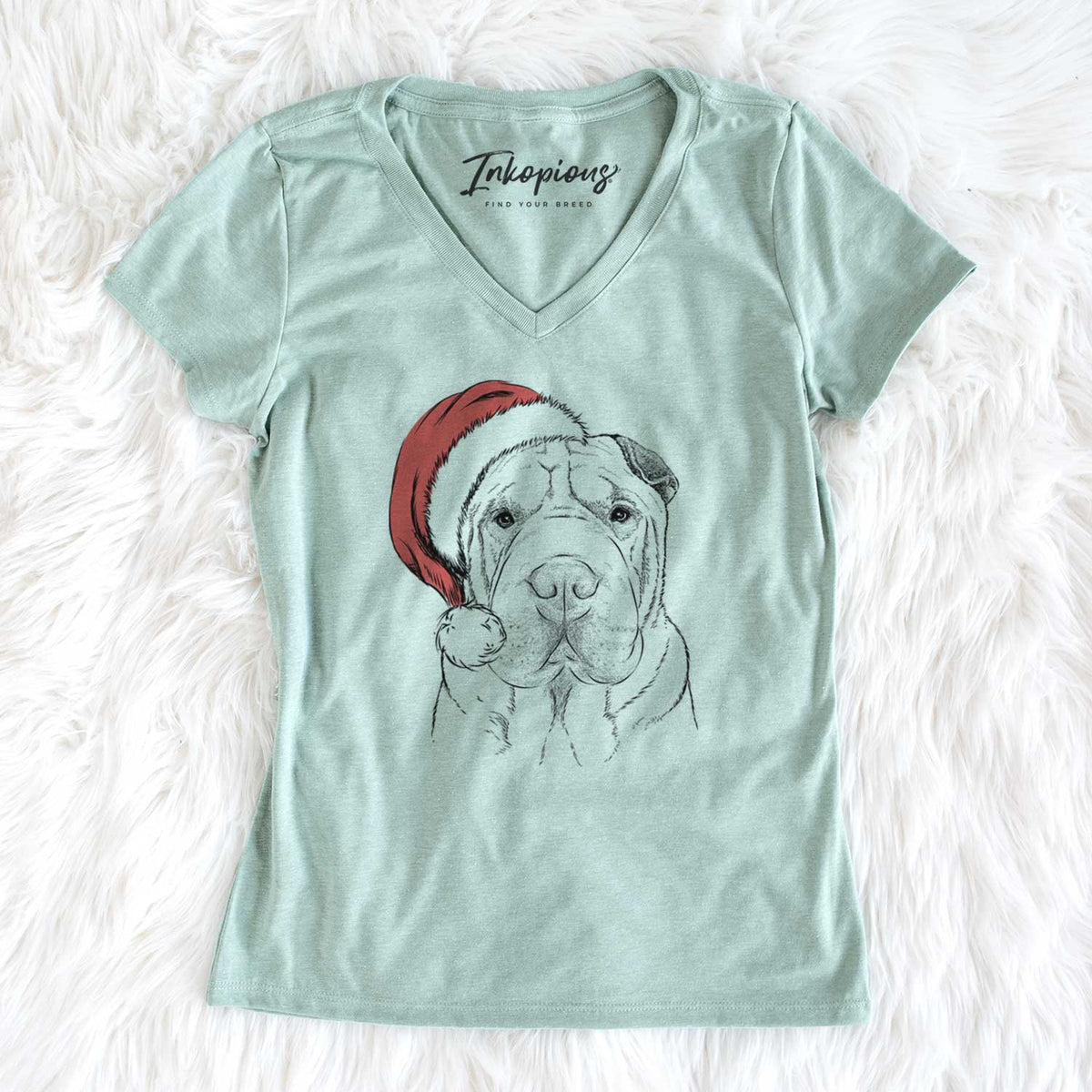 Santa Moomers the Shar Pei - Women's V-neck Shirt