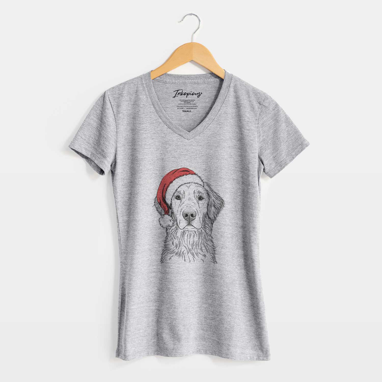 Santa Moose the Field Golden Retriever - Women's V-neck Shirt