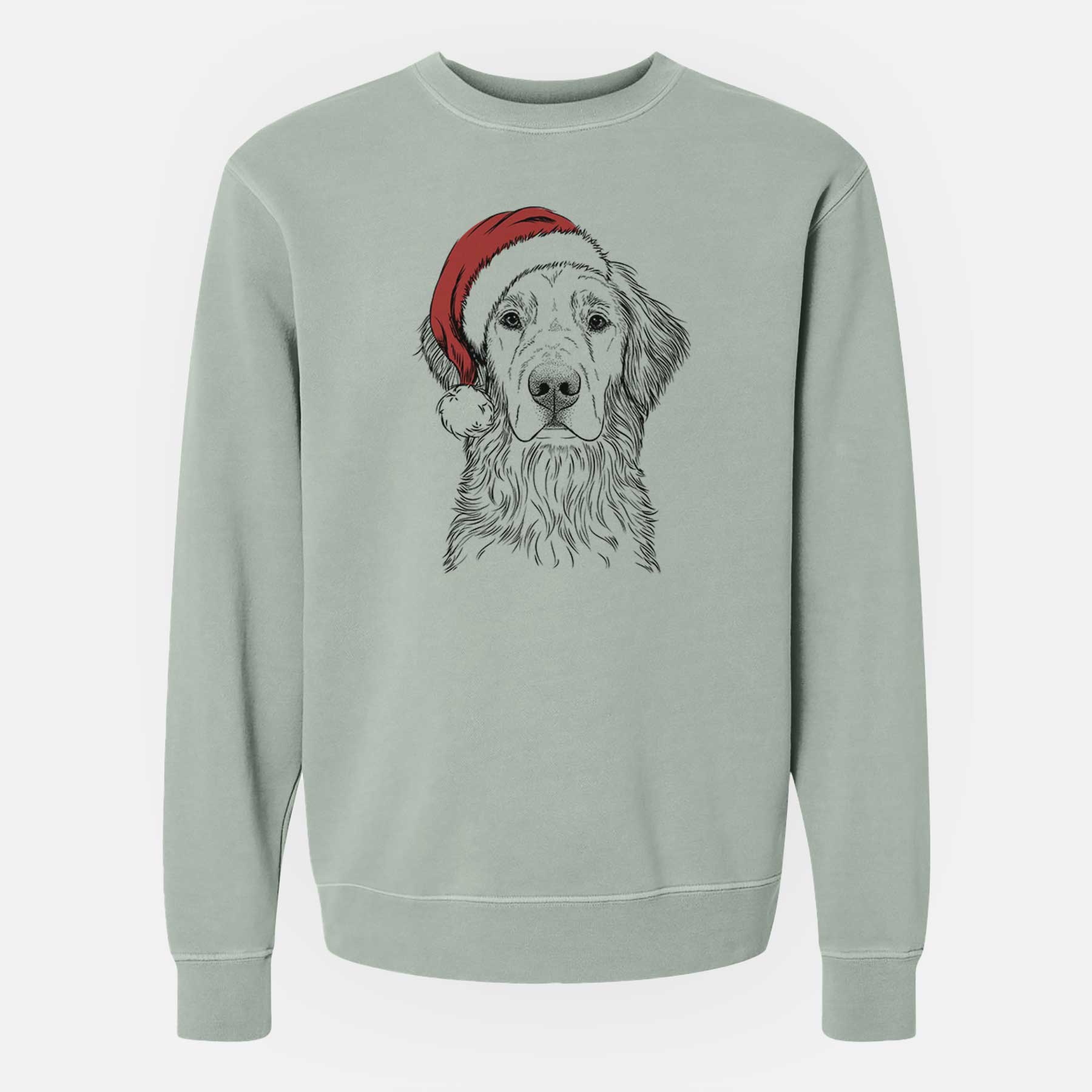 Santa Moose the Field Golden Retriever - Unisex Pigment Dyed Crew Sweatshirt