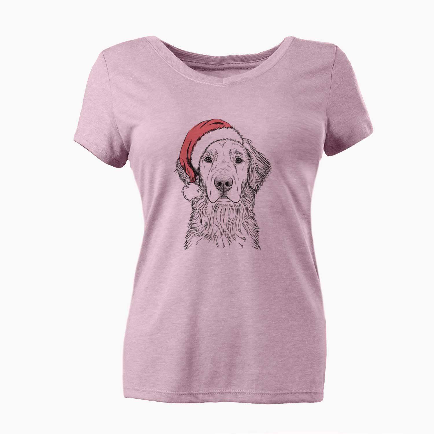 Santa Moose the Field Golden Retriever - Women's V-neck Shirt