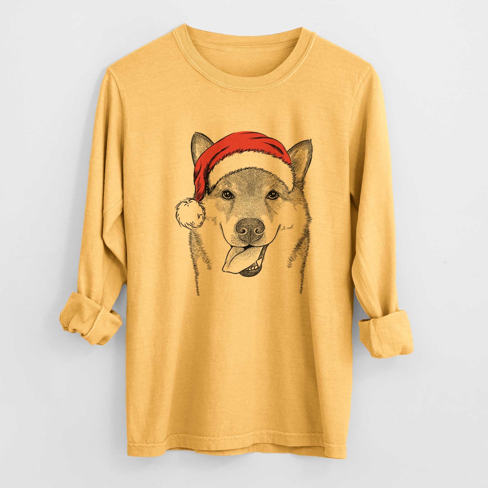 Santa Mothra the Shiba Inu - Heavyweight 100% Cotton Long Sleeve