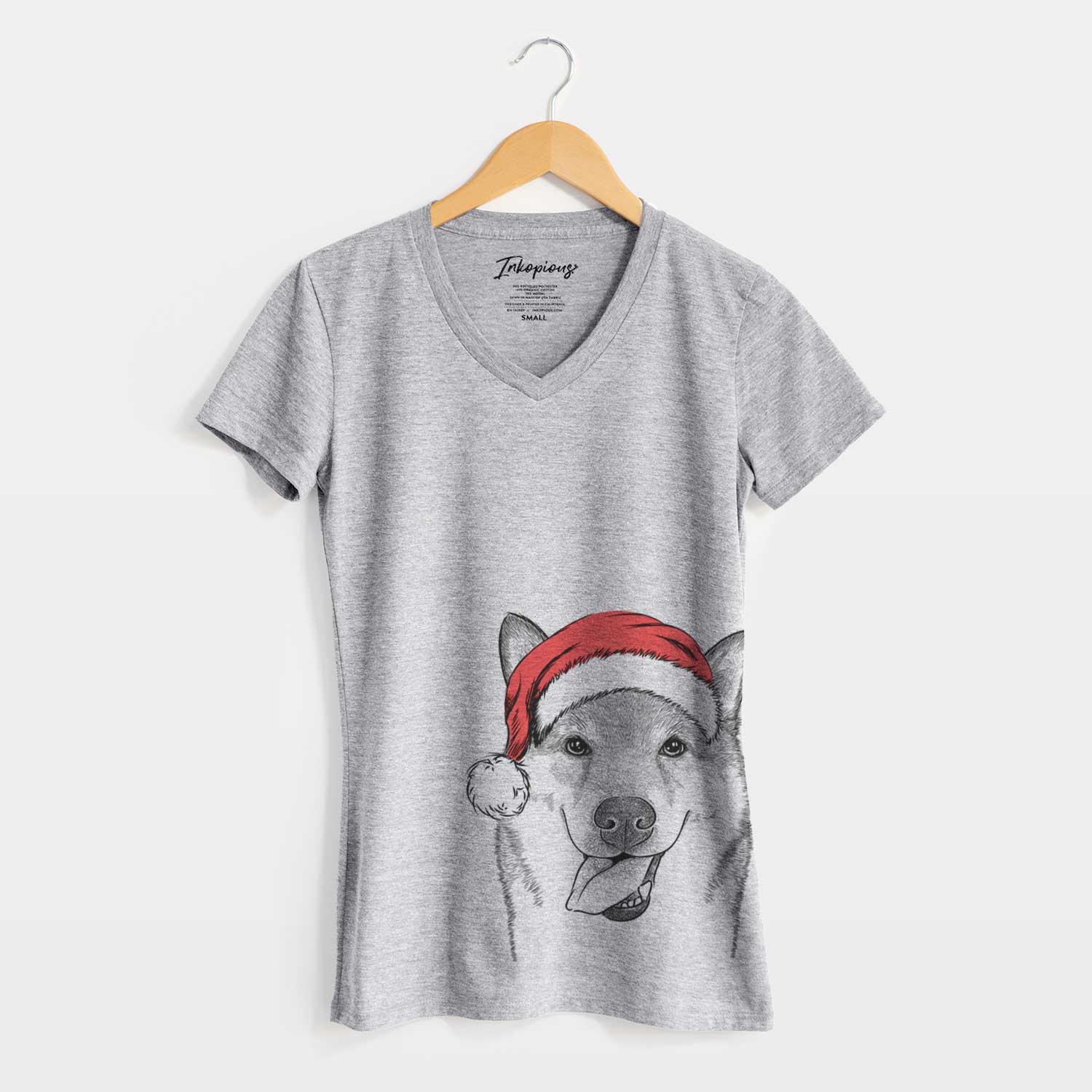 Santa Mothra the Shiba Inu - Women's V-neck Shirt