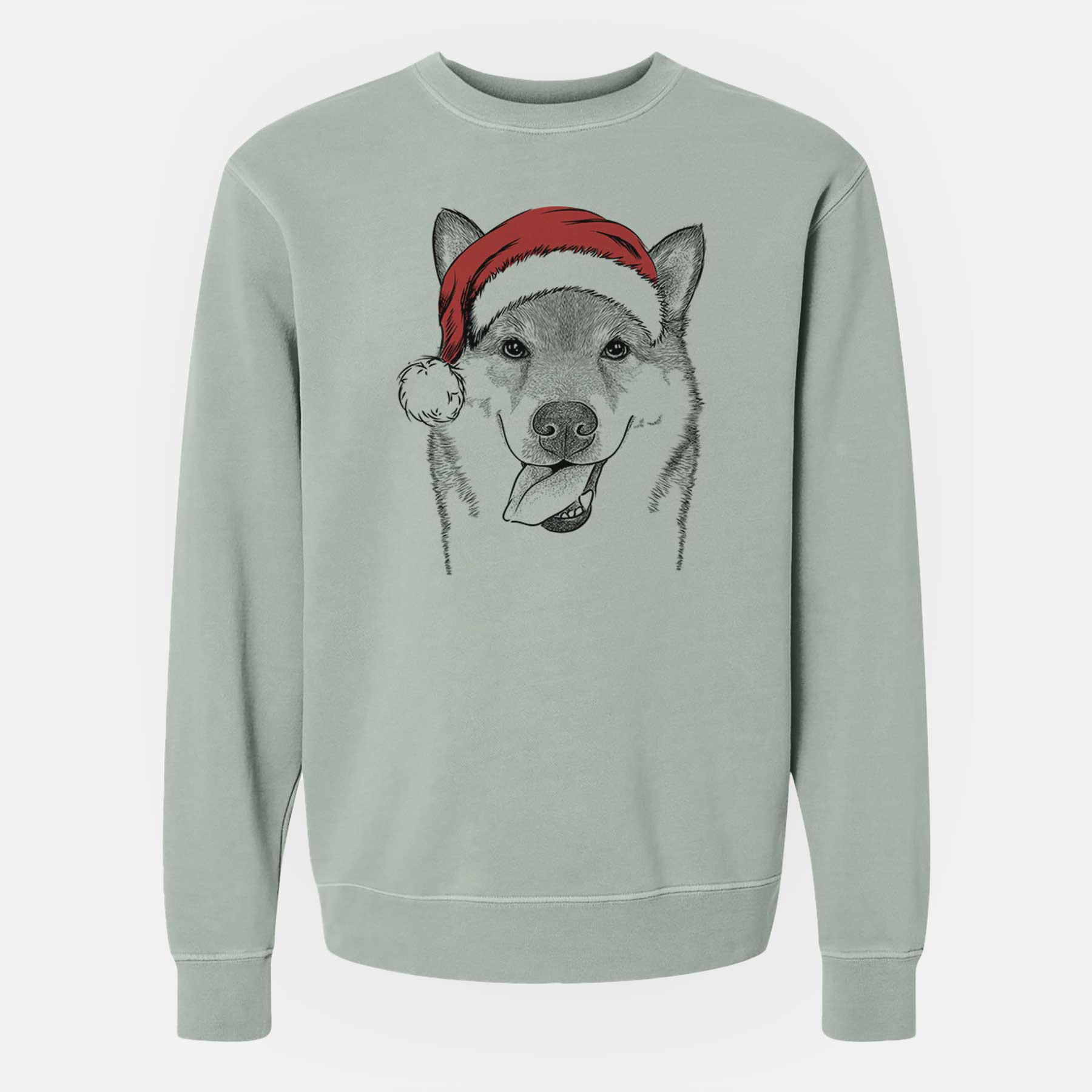 Santa Mothra the Shiba Inu - Unisex Pigment Dyed Crew Sweatshirt