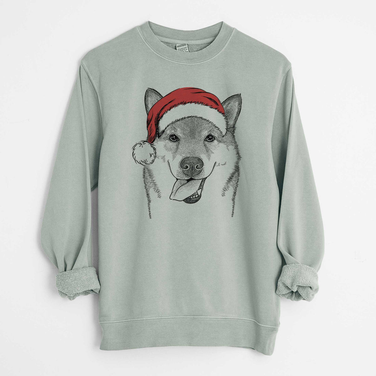 Santa Mothra the Shiba Inu - Unisex Pigment Dyed Crew Sweatshirt