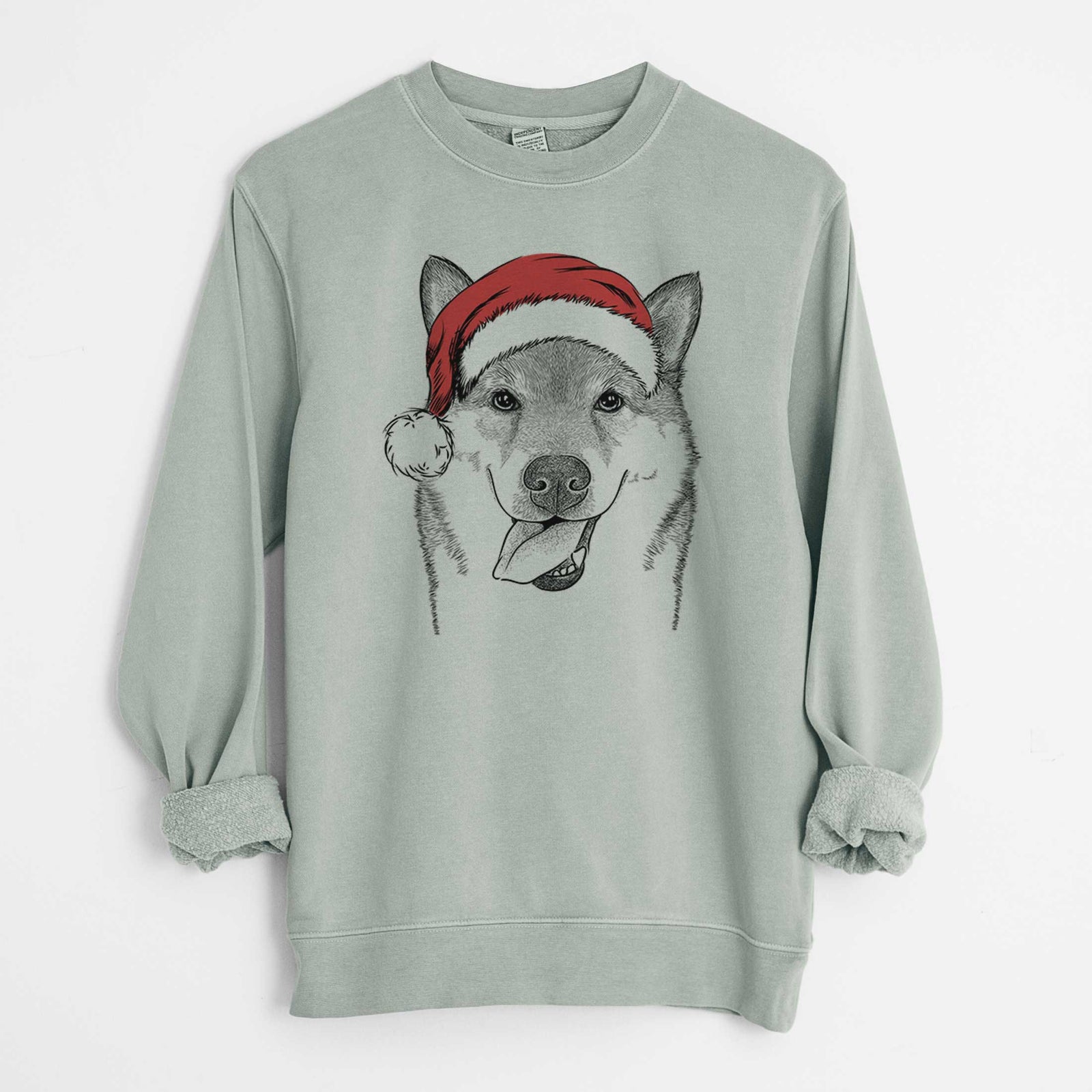 Santa Mothra the Shiba Inu - Unisex Pigment Dyed Crew Sweatshirt