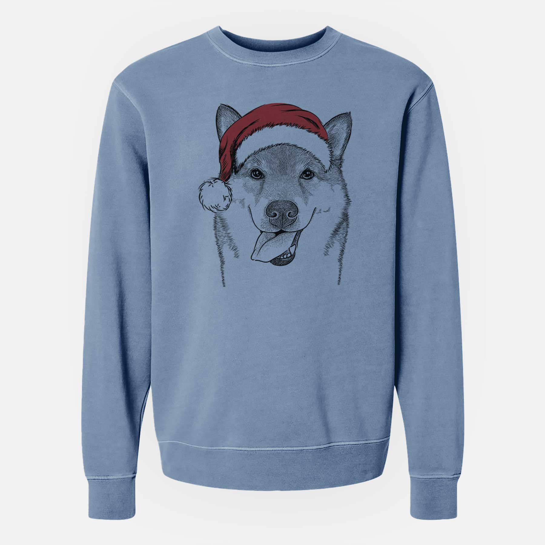 Santa Mothra the Shiba Inu - Unisex Pigment Dyed Crew Sweatshirt