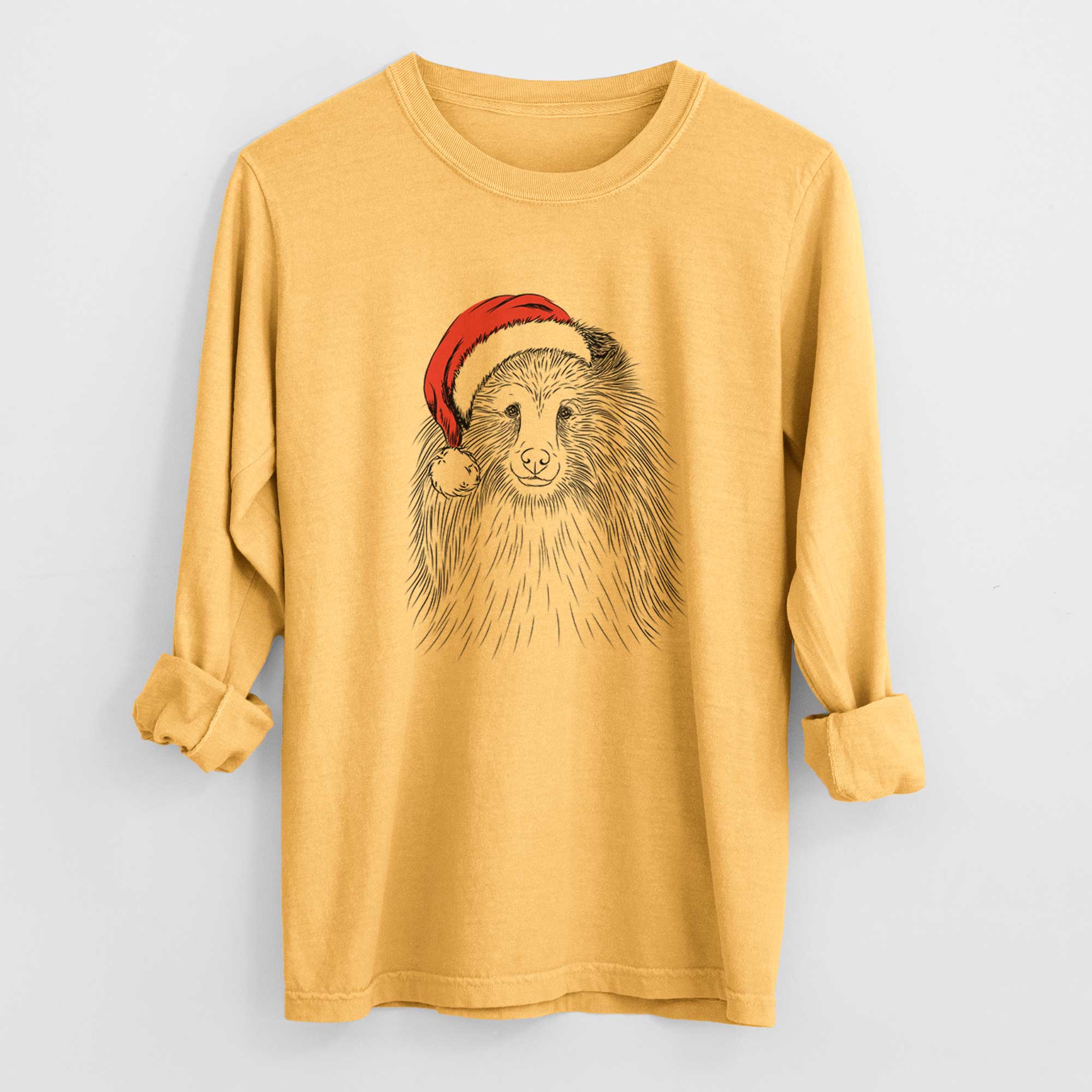 Santa Moxie the Shetland Sheepdog - Heavyweight 100% Cotton Long Sleeve