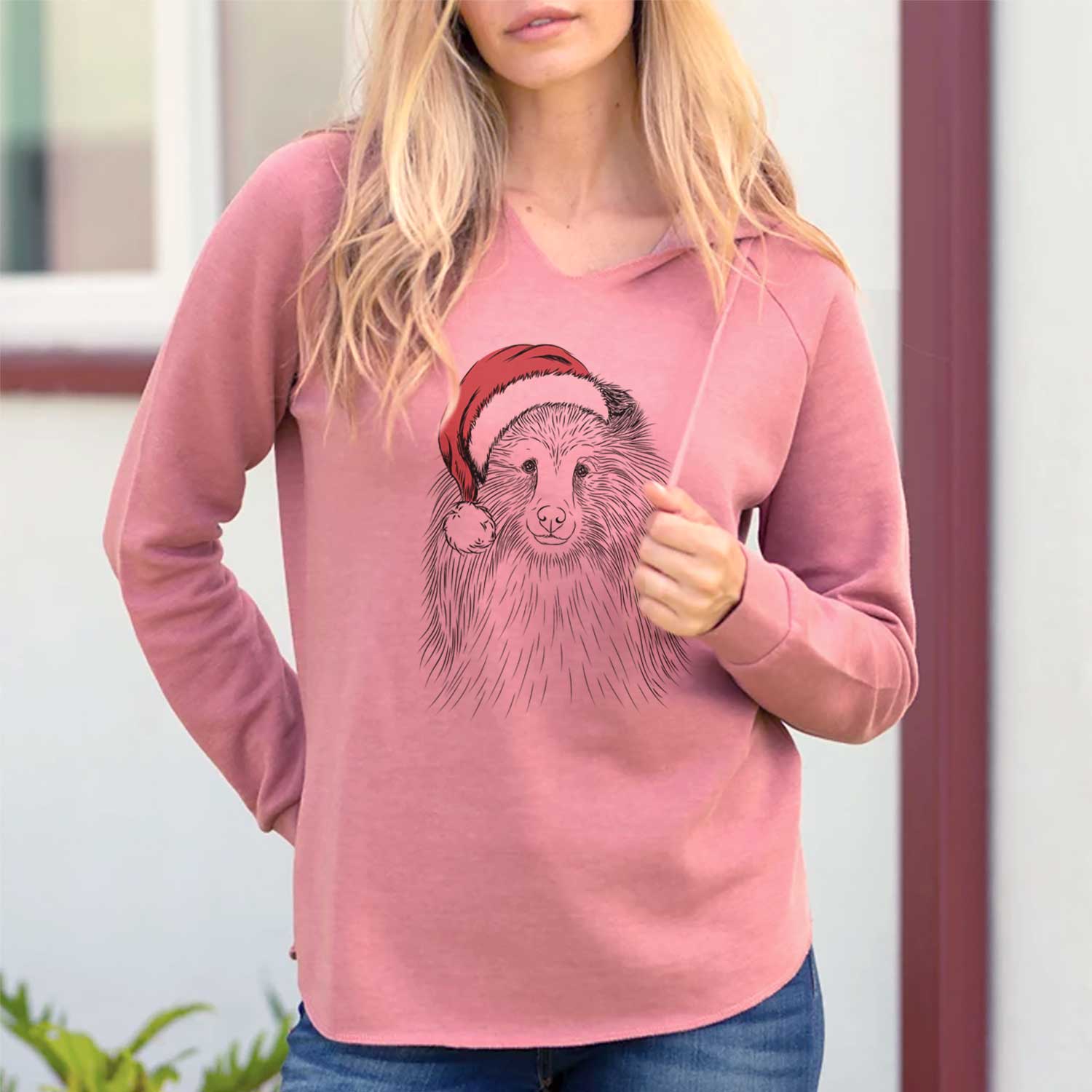 Santa Moxie the Shetland Sheepdog - Cali Wave Hooded Sweatshirt