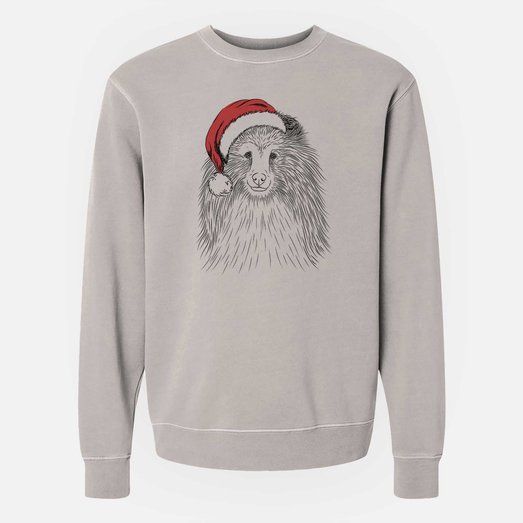 Santa Moxie the Shetland Sheepdog - Unisex Pigment Dyed Crew Sweatshirt