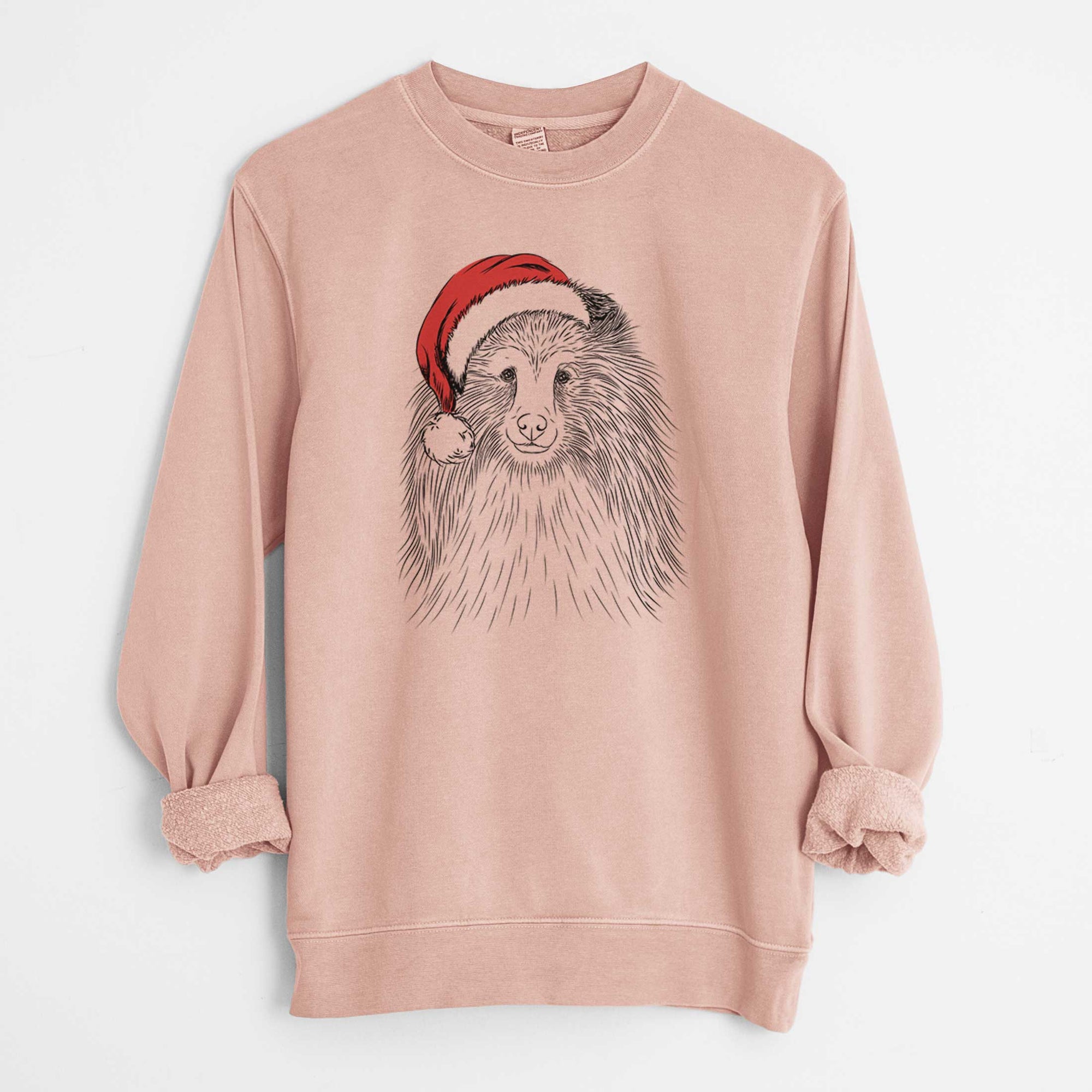 Santa Moxie the Shetland Sheepdog - Unisex Pigment Dyed Crew Sweatshirt