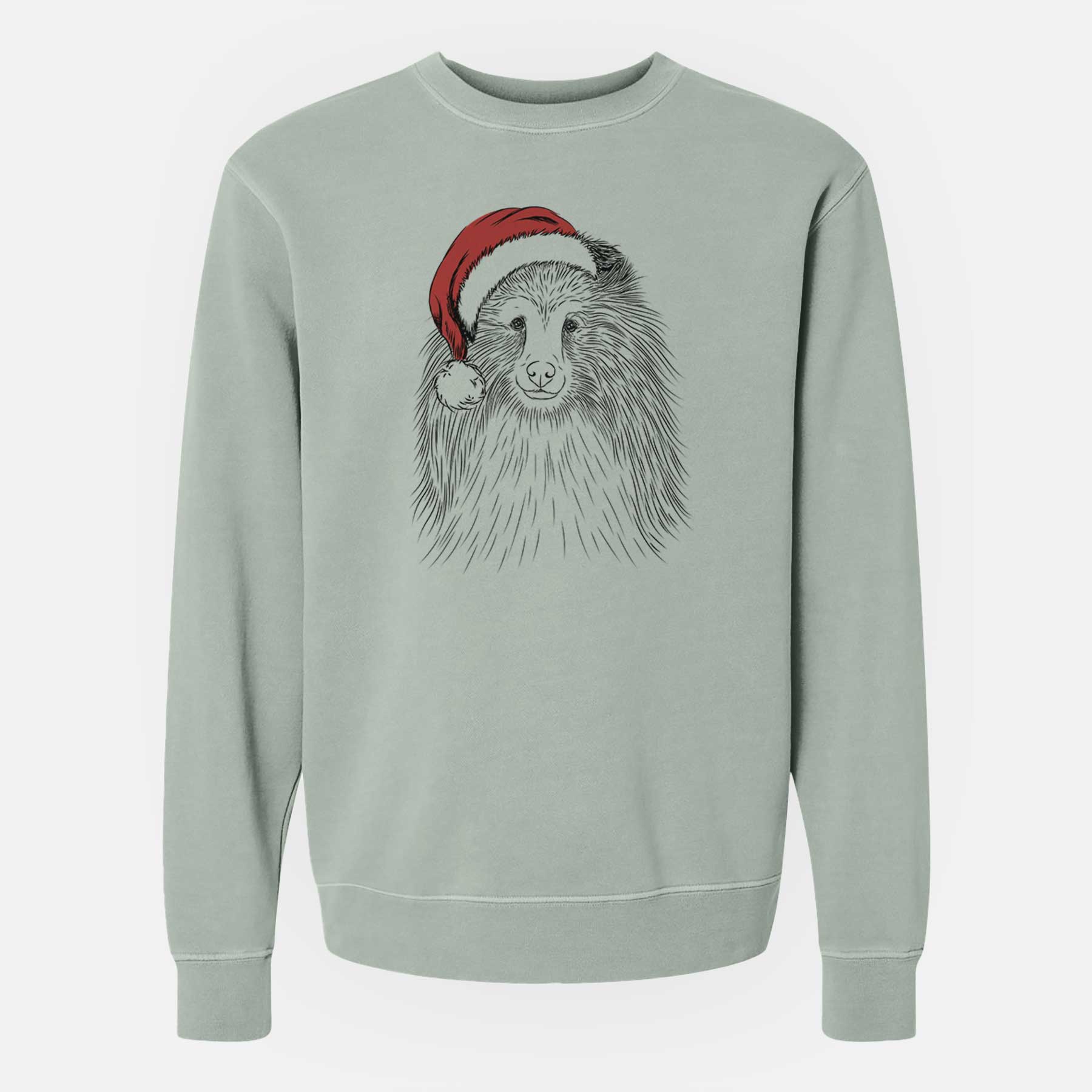 Santa Moxie the Shetland Sheepdog - Unisex Pigment Dyed Crew Sweatshirt