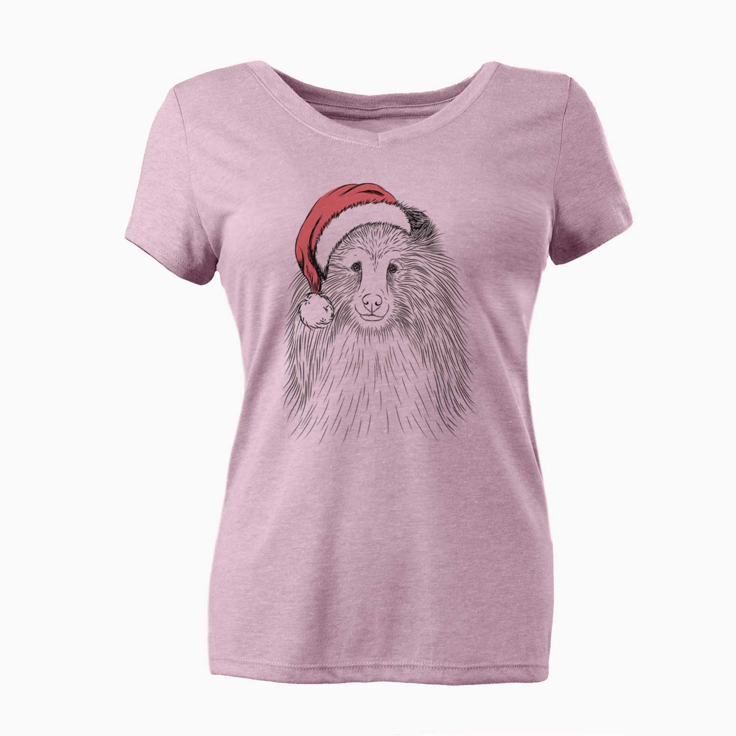 Santa Moxie the Shetland Sheepdog - Women's V-neck Shirt