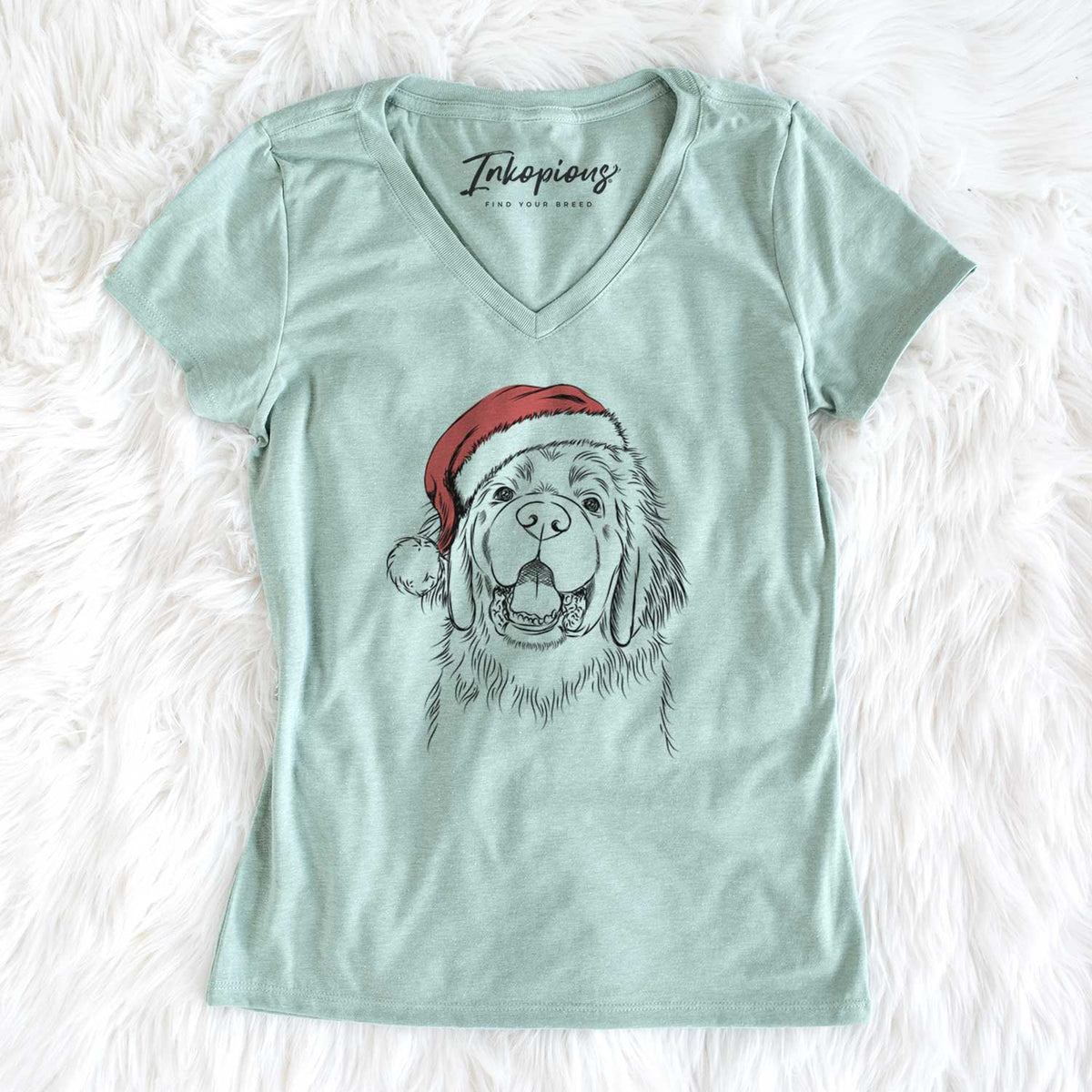 Santa Mozart the Newfoundland - Women's V-neck Shirt