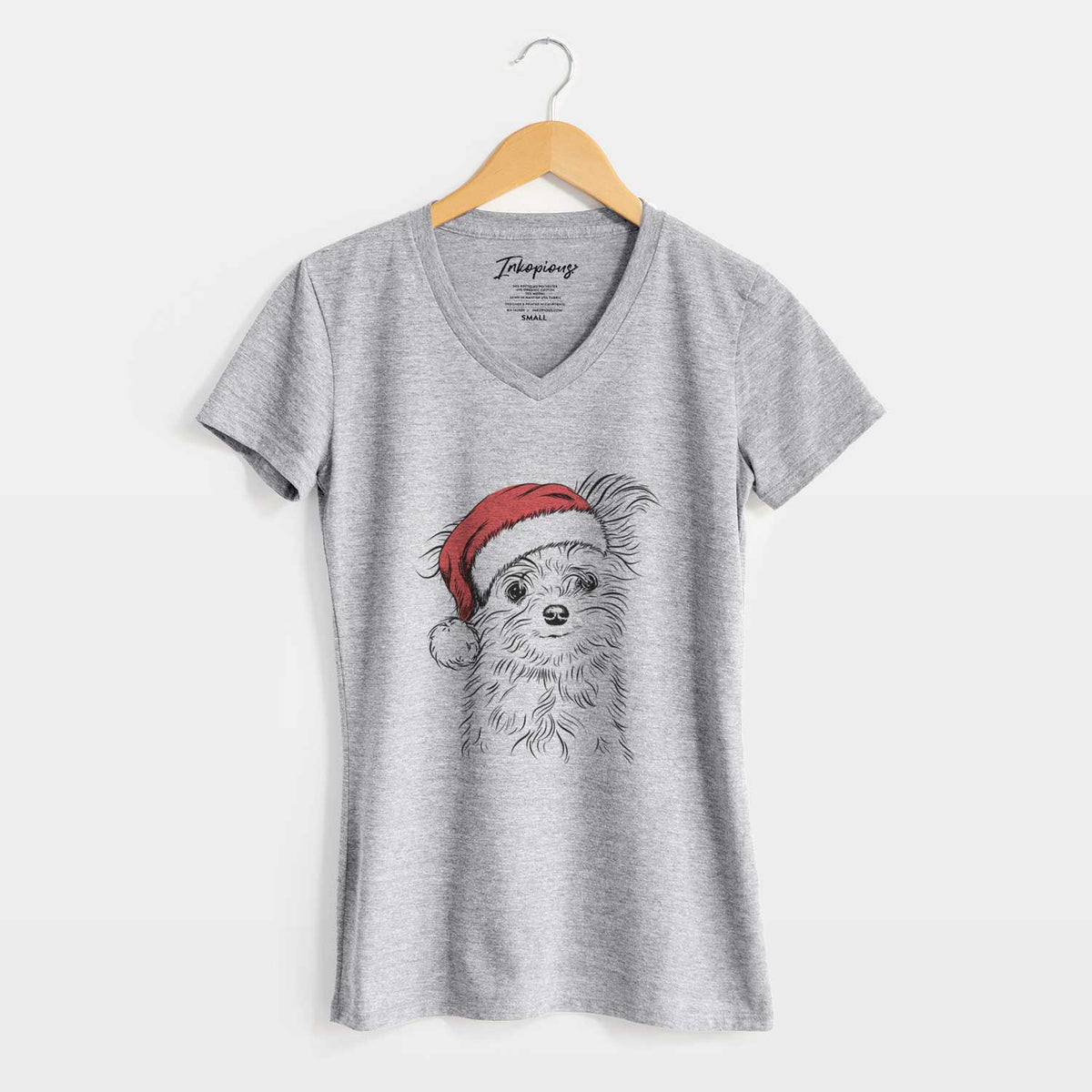 Santa Mr. Gucci Poochi the Maltese - Women's V-neck Shirt