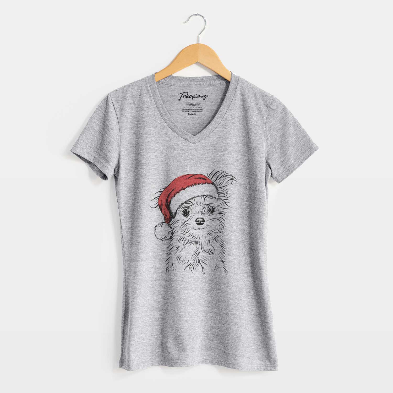 Santa Mr. Gucci Poochi the Maltese - Women's V-neck Shirt