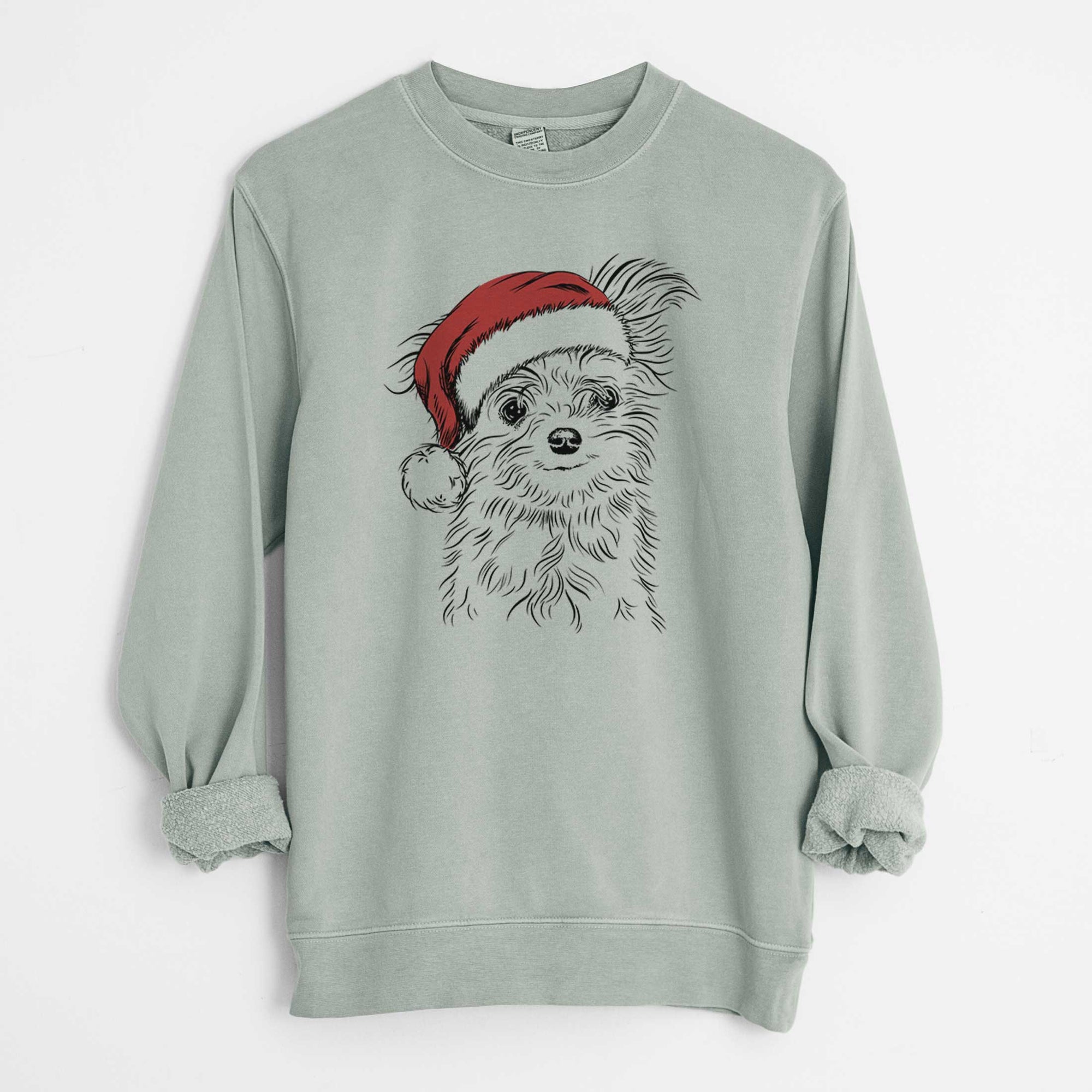 Santa Mr. Gucci Poochi the Maltese - Unisex Pigment Dyed Crew Sweatshirt