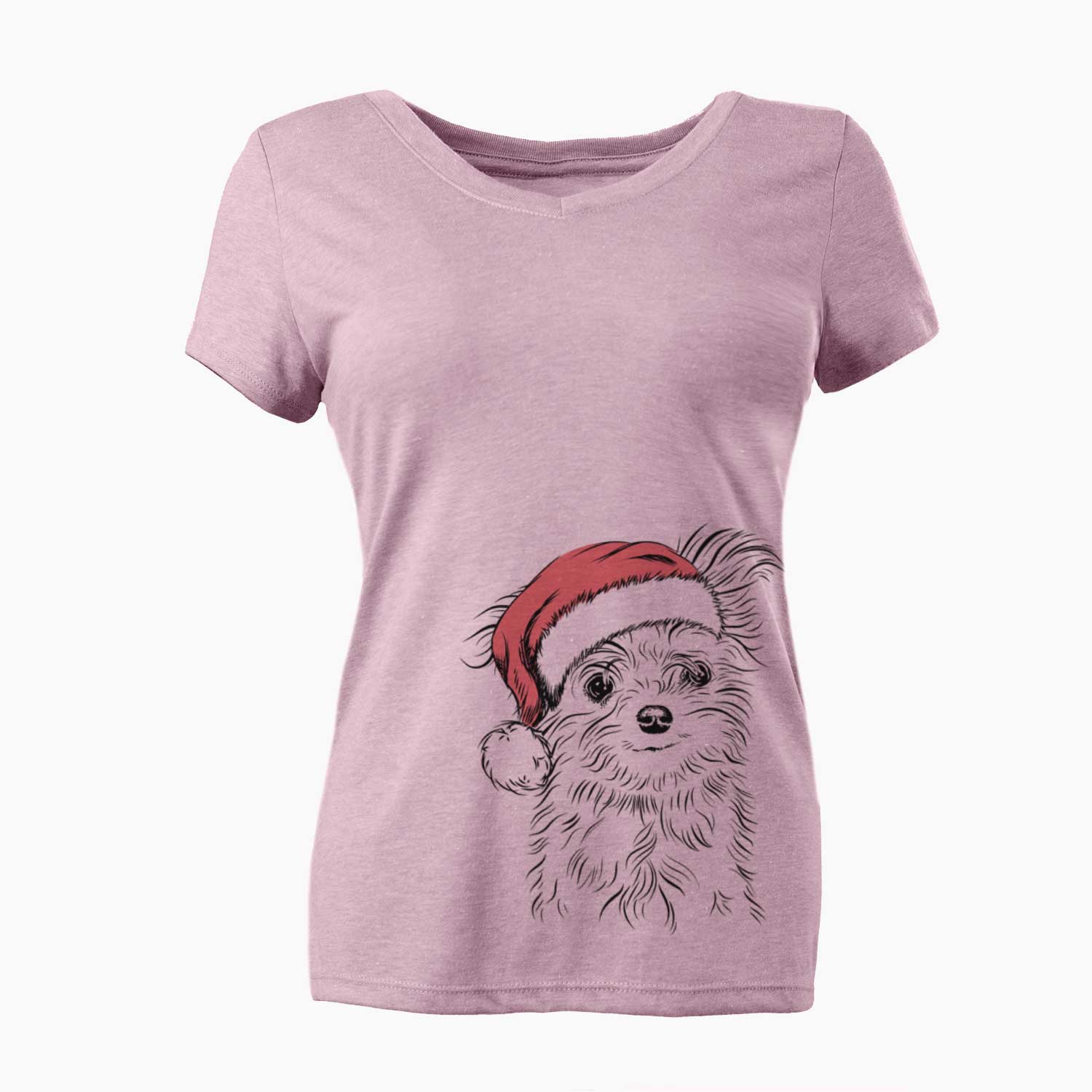 Santa Mr. Gucci Poochi the Maltese - Women's V-neck Shirt