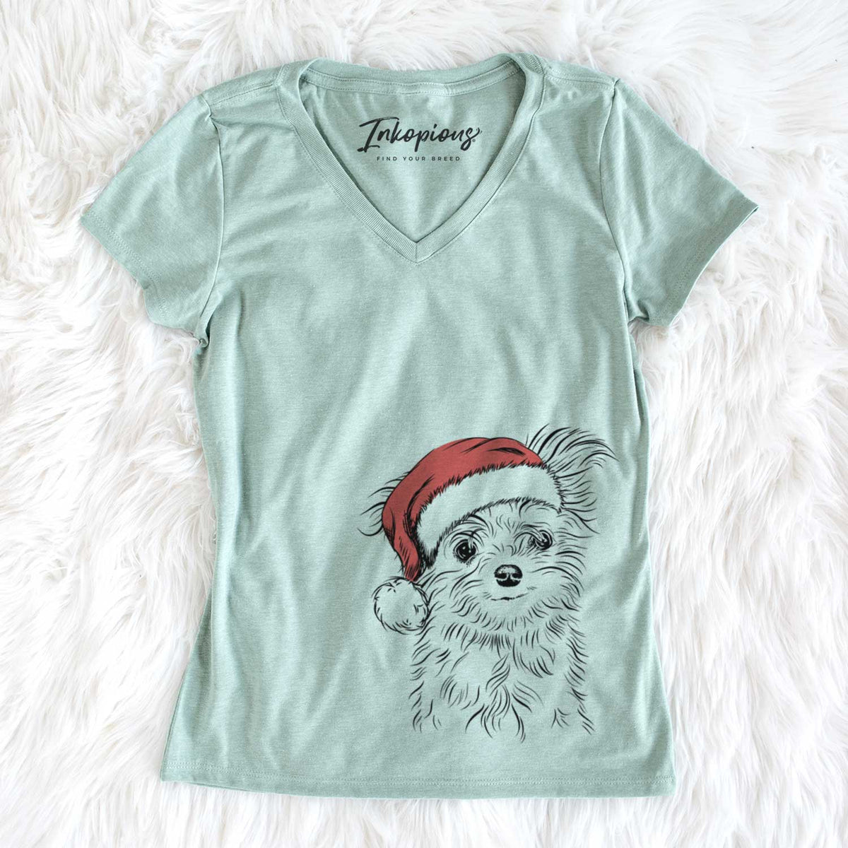 Santa Mr. Gucci Poochi the Maltese - Women&#39;s V-neck Shirt