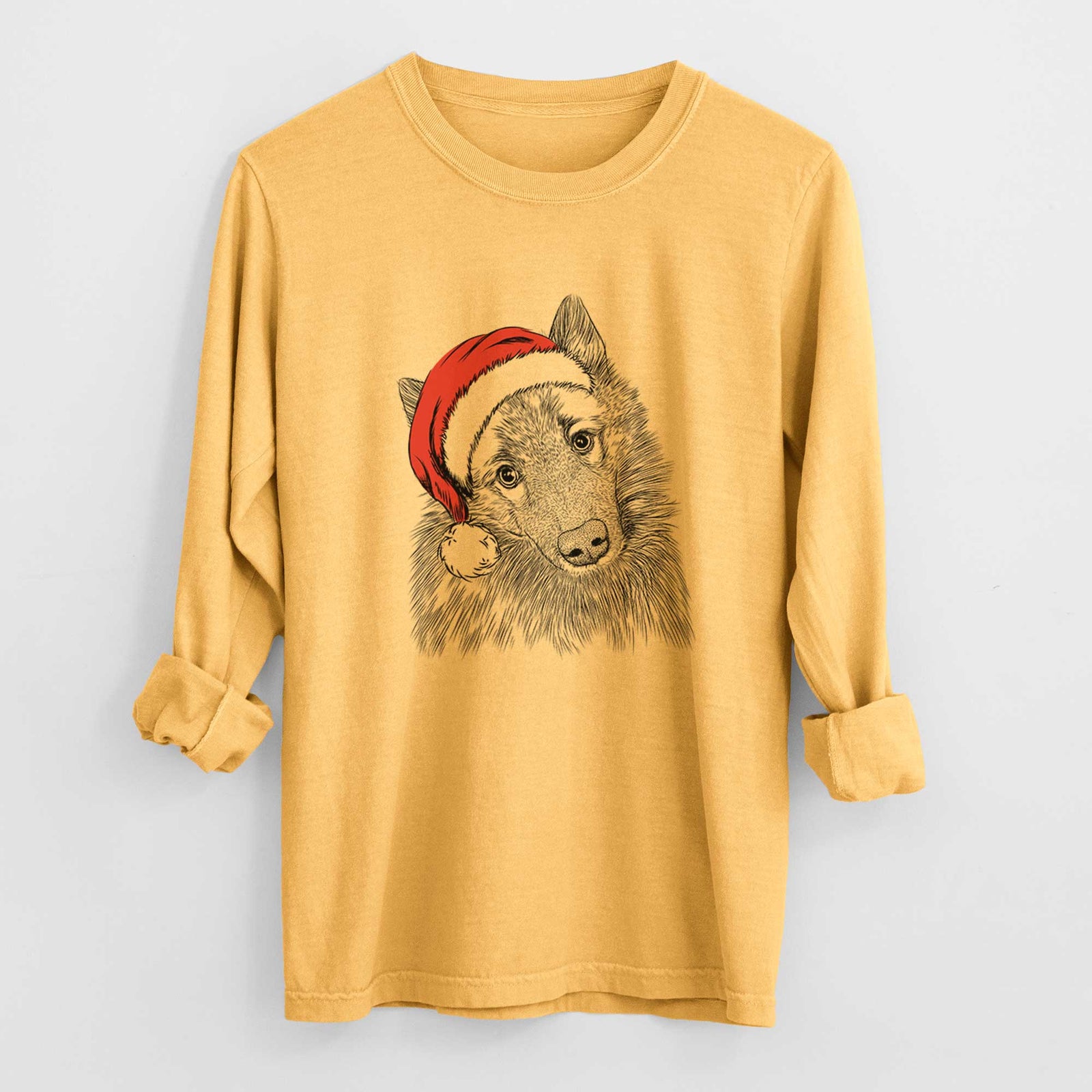 Santa Mr. Maverick the Keeshond - Heavyweight 100% Cotton Long Sleeve