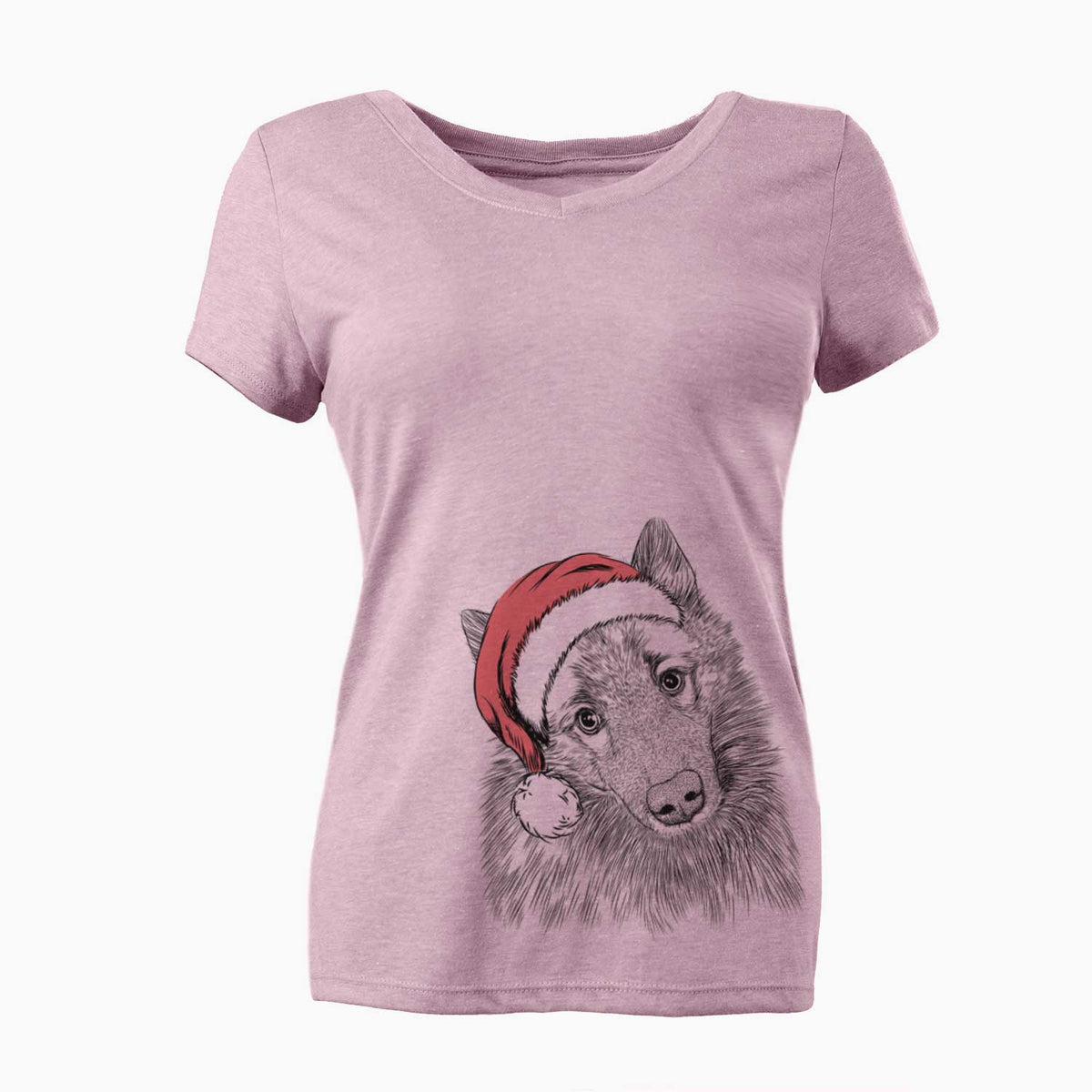 Santa Mr. Maverick the Keeshond - Women's V-neck Shirt