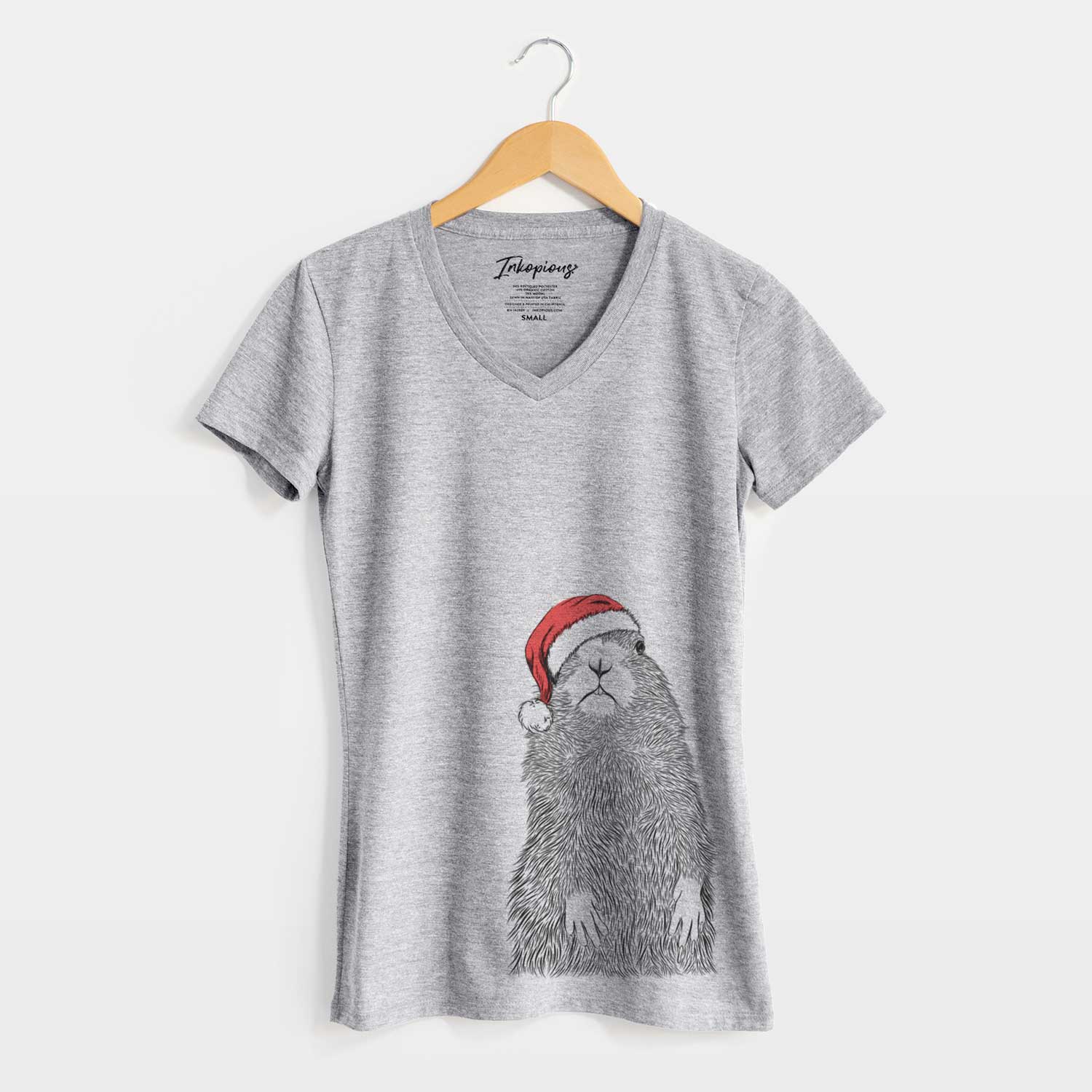 Santa Mr. Otis the Prairie Dog - Women's V-neck Shirt