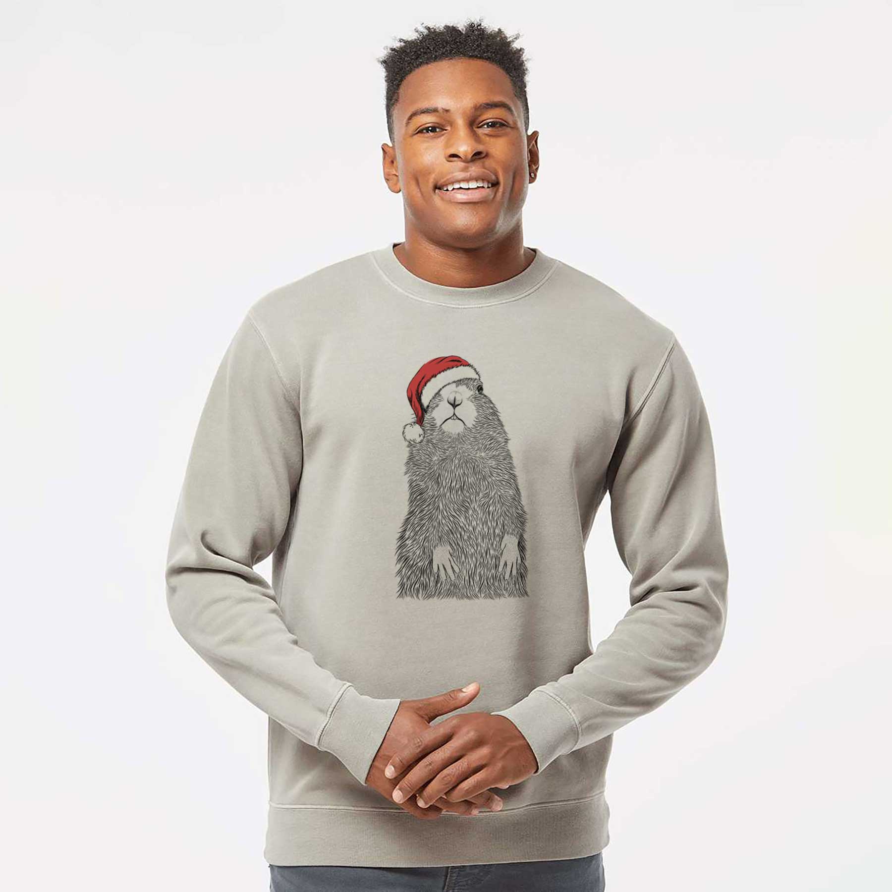 Santa Mr. Otis the Prairie Dog - Unisex Pigment Dyed Crew Sweatshirt