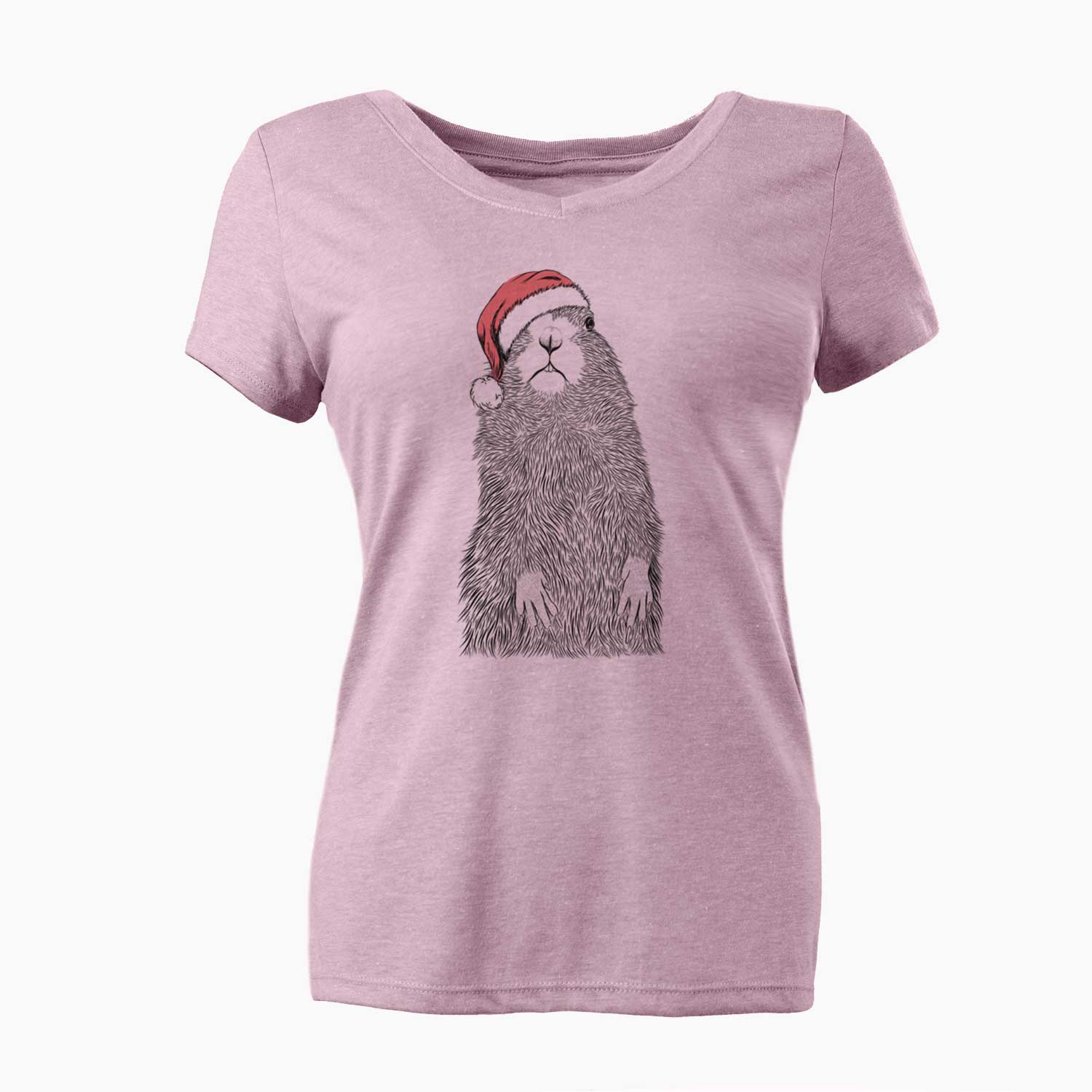 Santa Mr. Otis the Prairie Dog - Women's V-neck Shirt