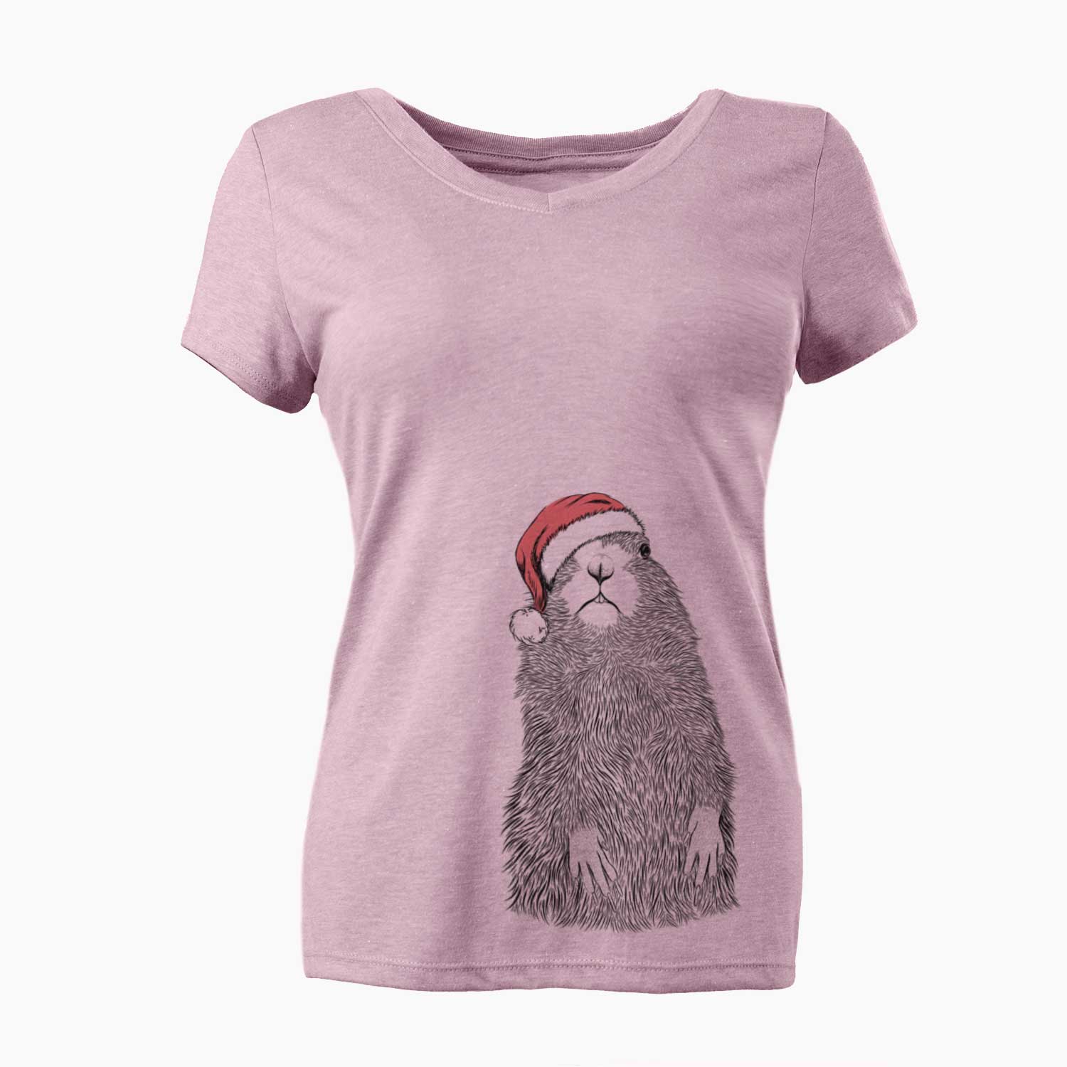 Santa Mr. Otis the Prairie Dog - Women's V-neck Shirt