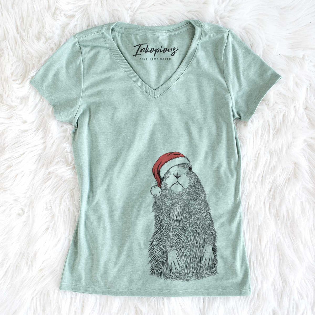 Santa Mr. Otis the Prairie Dog - Women&#39;s V-neck Shirt