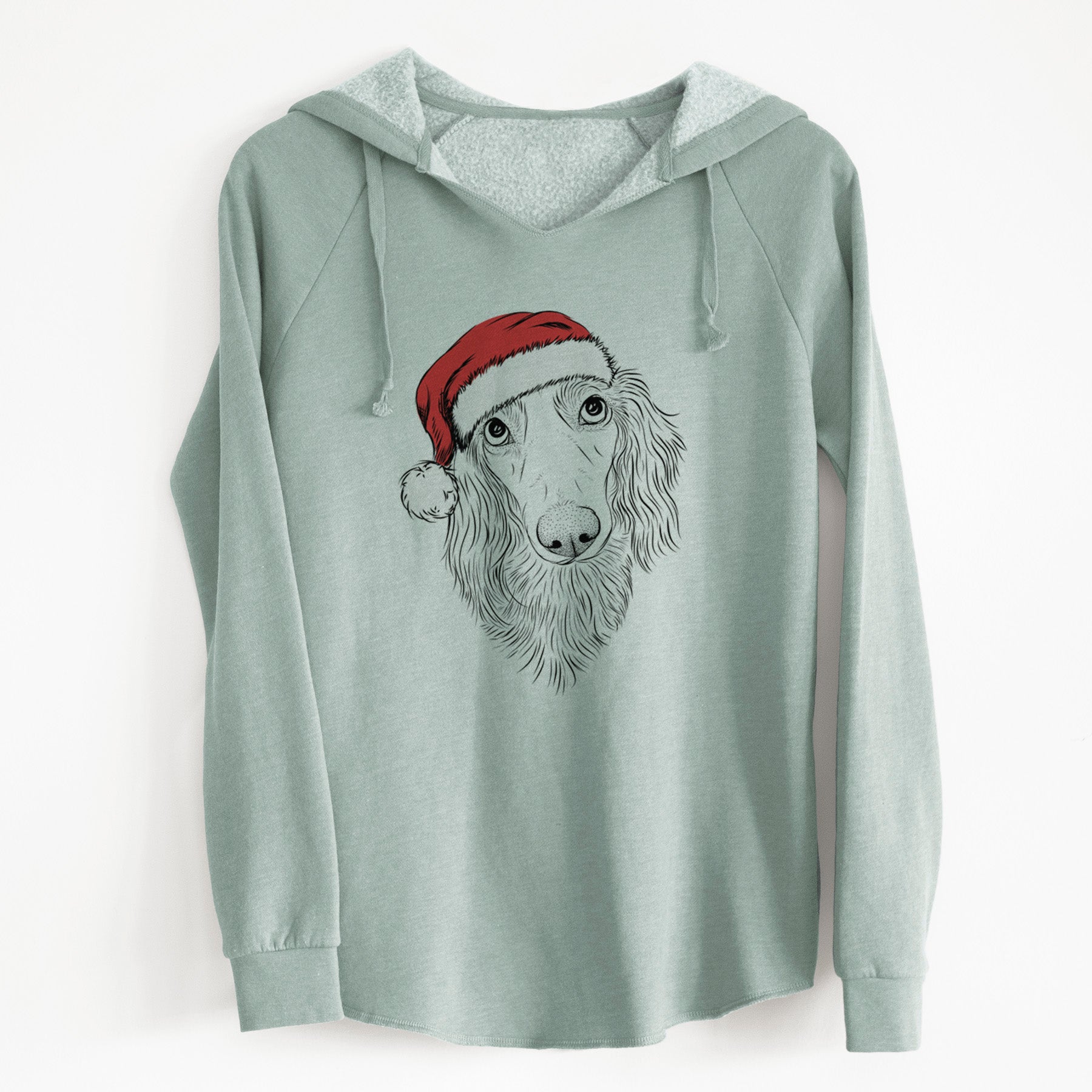 Santa Mr. Rusty the Long Haired Dachshund - Cali Wave Hooded Sweatshirt