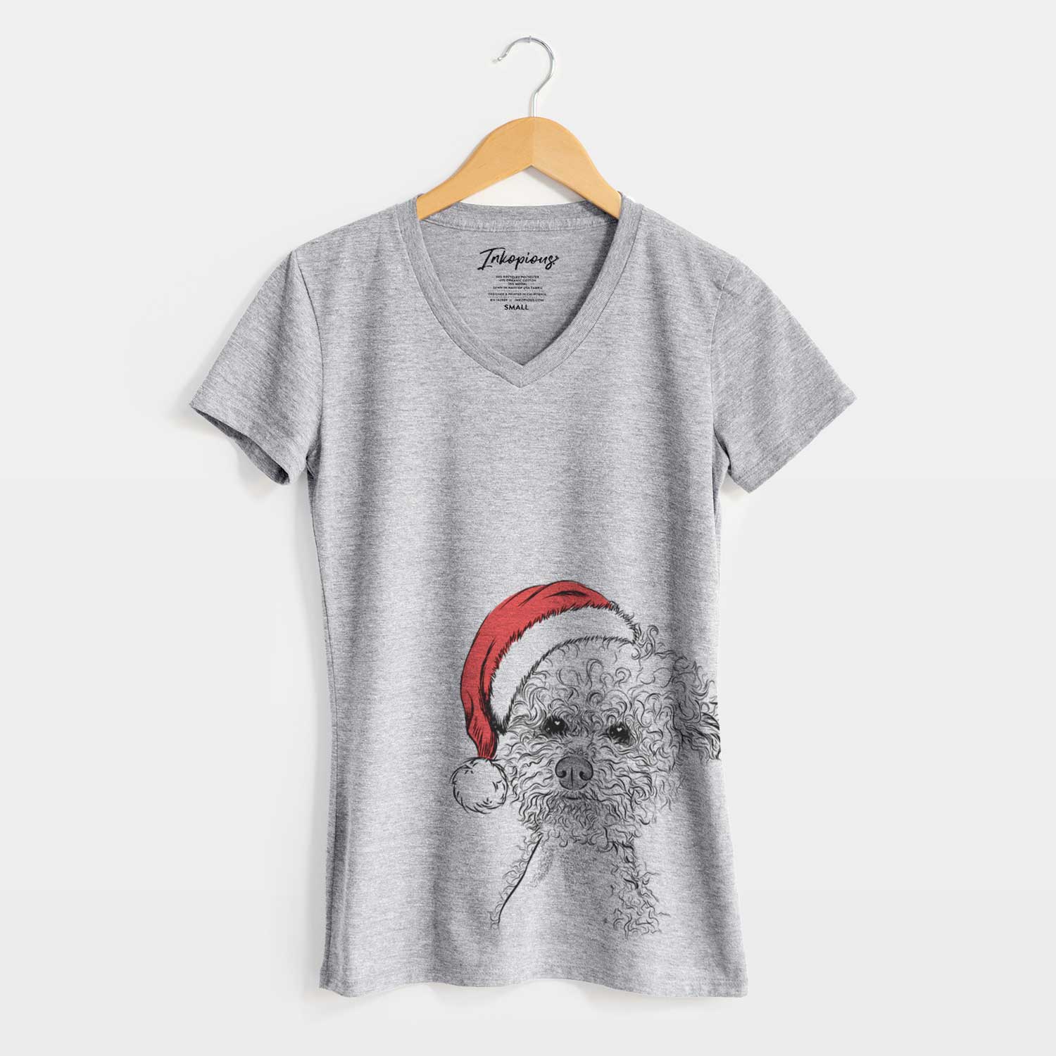 Santa Muffin the Poodle - Women's V-neck Shirt