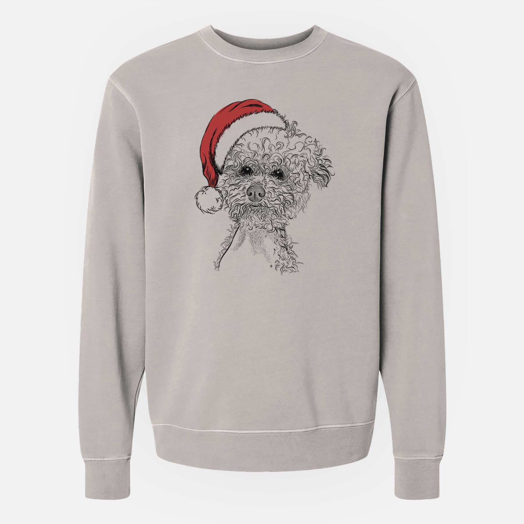 Santa Muffin the Poodle - Unisex Pigment Dyed Crew Sweatshirt