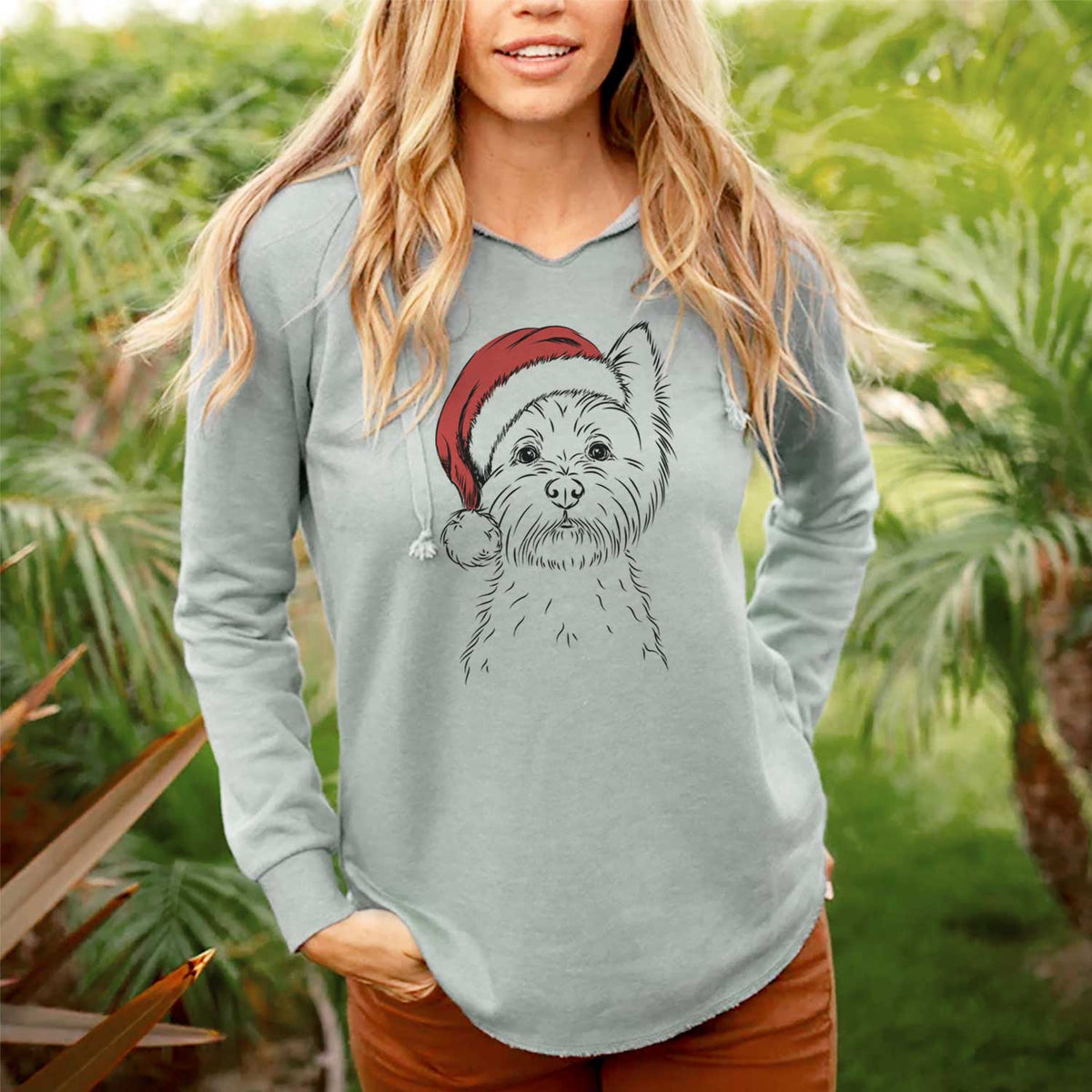 Santa Murphy the West Highland Terrier - Cali Wave Hooded Sweatshirt