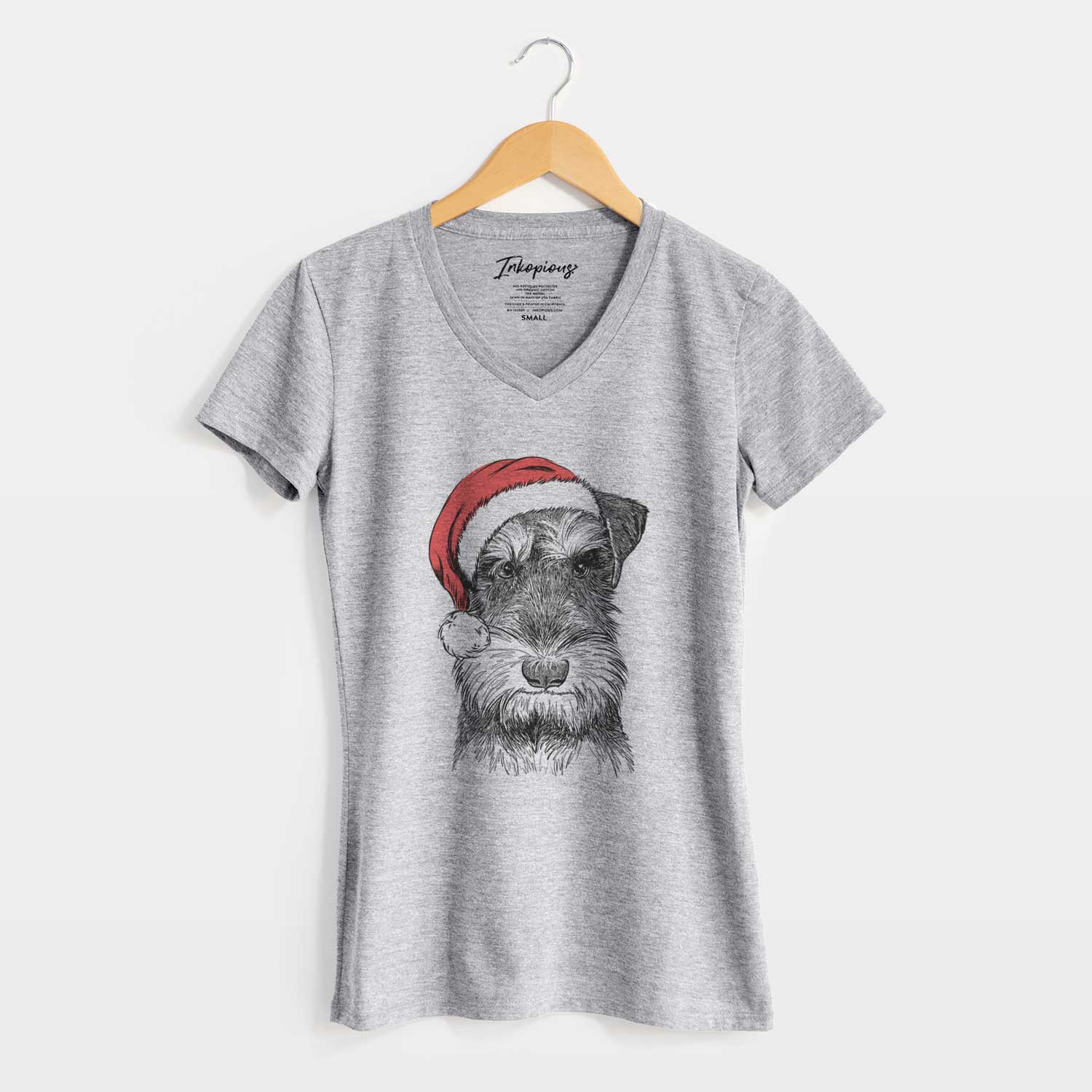 Santa Murphy the Mini Schnauzer - Women's V-neck Shirt