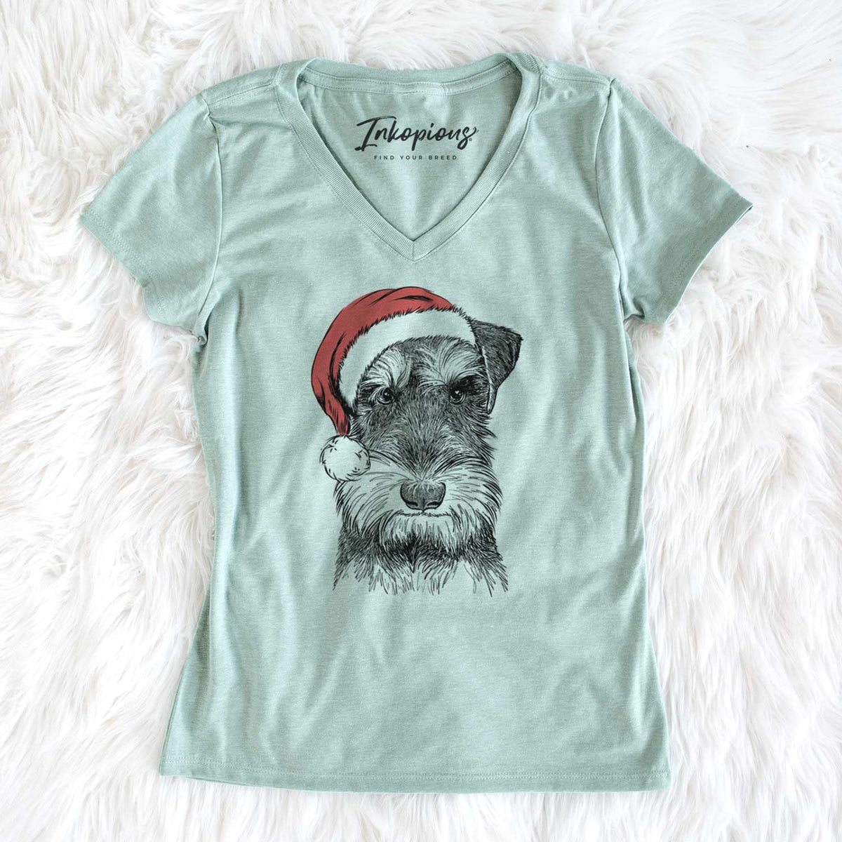 Santa Murphy the Mini Schnauzer - Women's V-neck Shirt