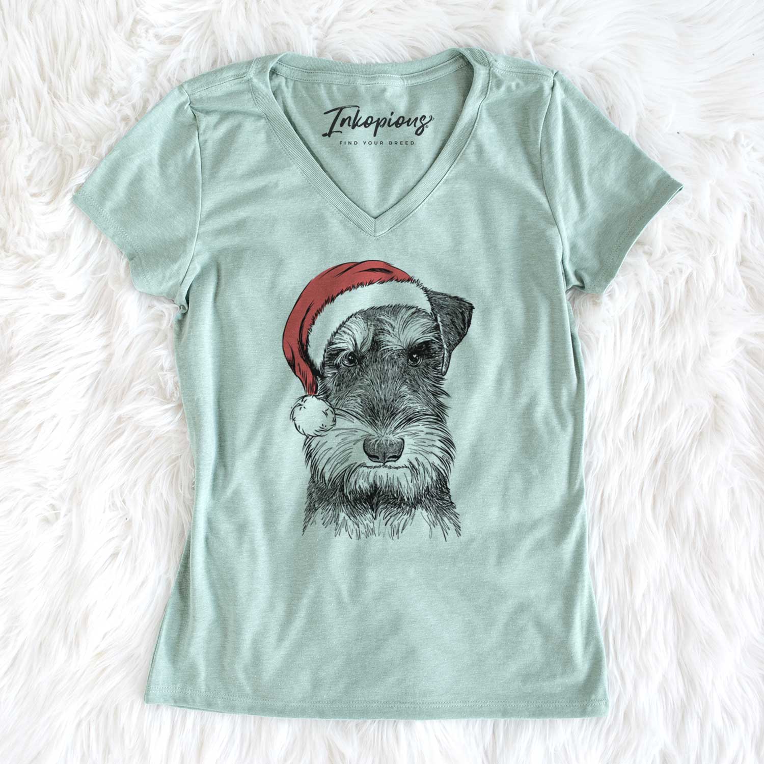Santa Murphy the Mini Schnauzer - Women's V-neck Shirt