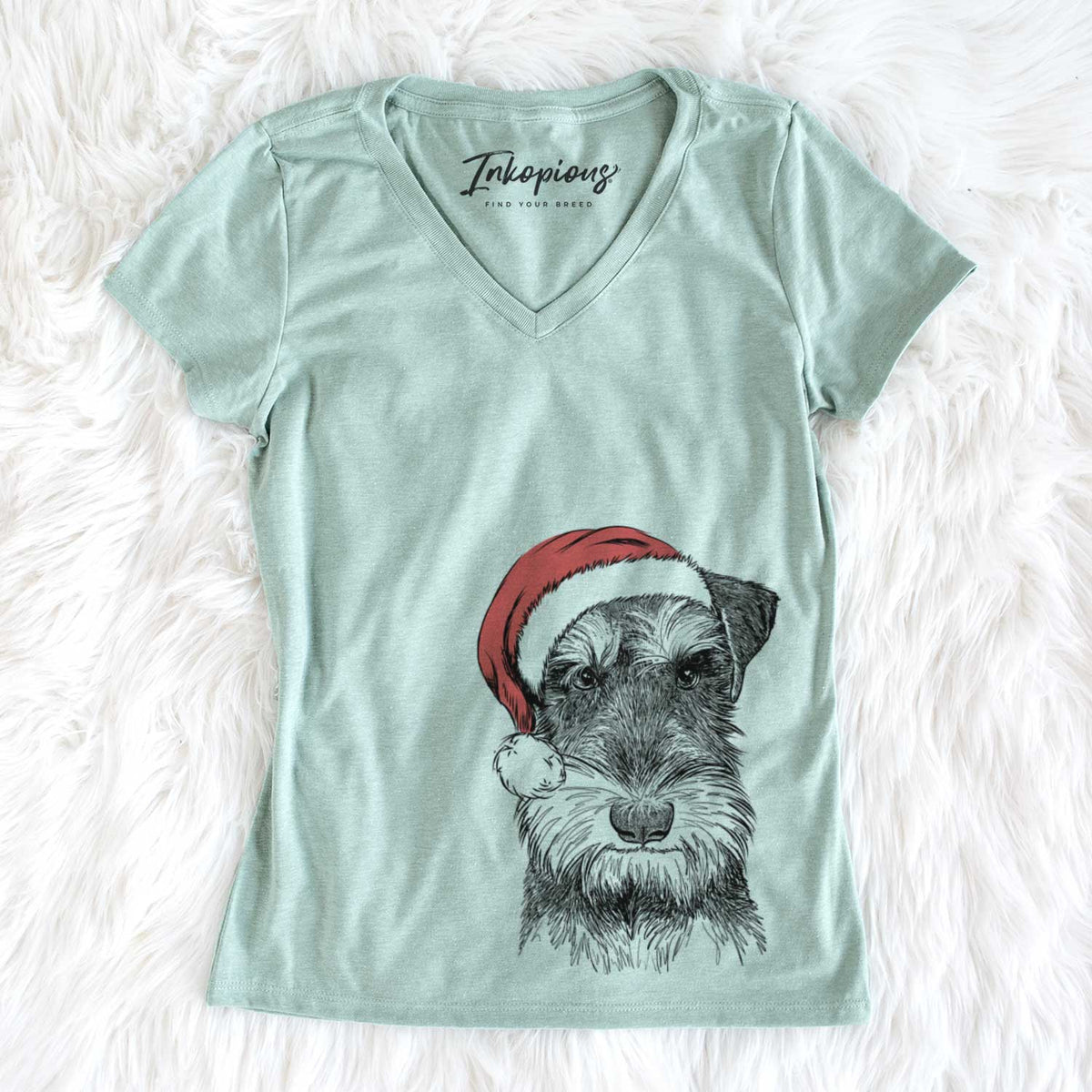 Santa Murphy the Mini Schnauzer - Women's V-neck Shirt