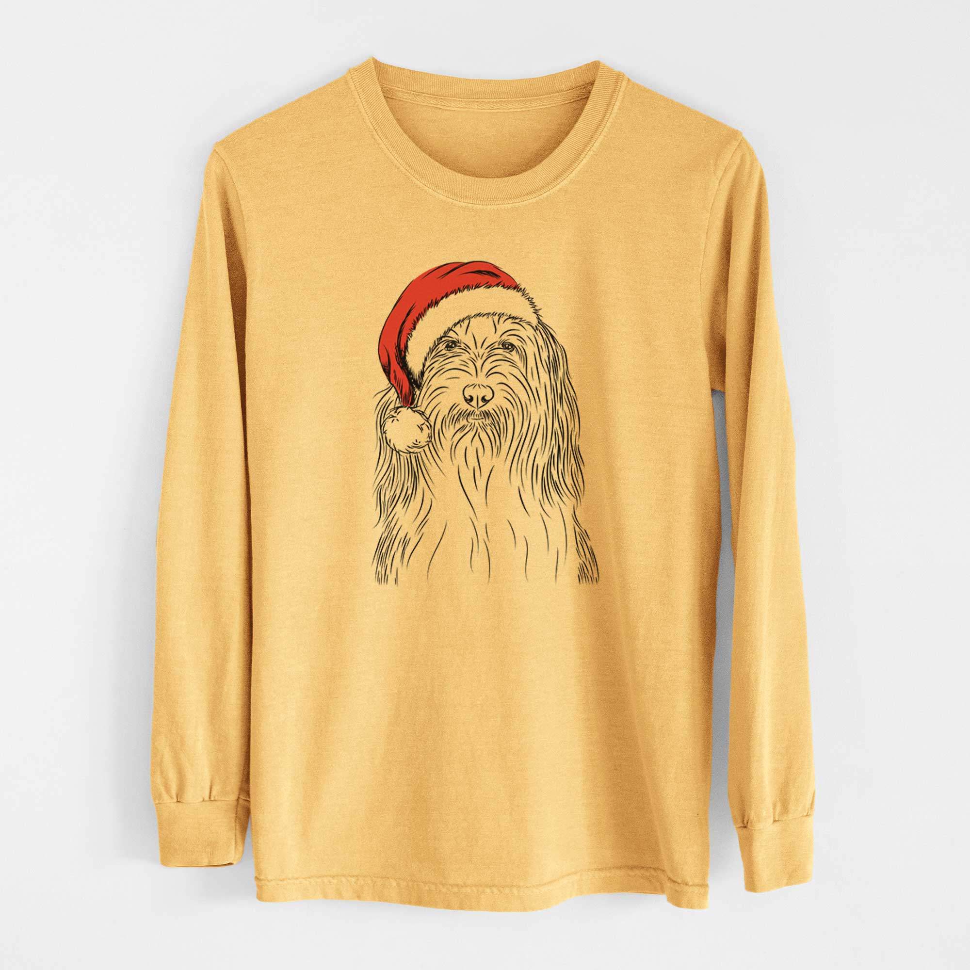 Santa Murray the Bearded Collie - Heavyweight 100% Cotton Long Sleeve