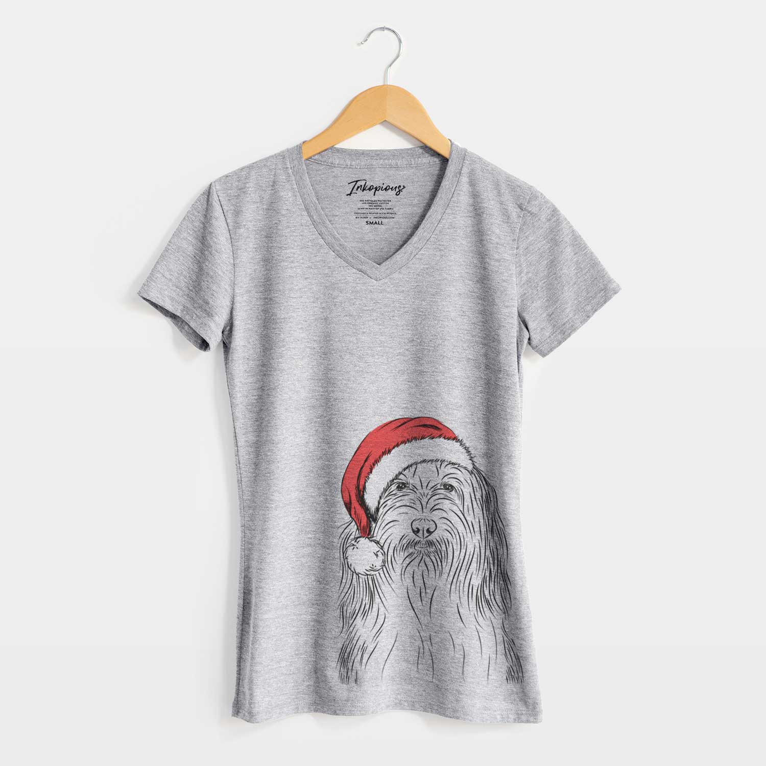 Santa Murray the Bearded Collie - Women's V-neck Shirt