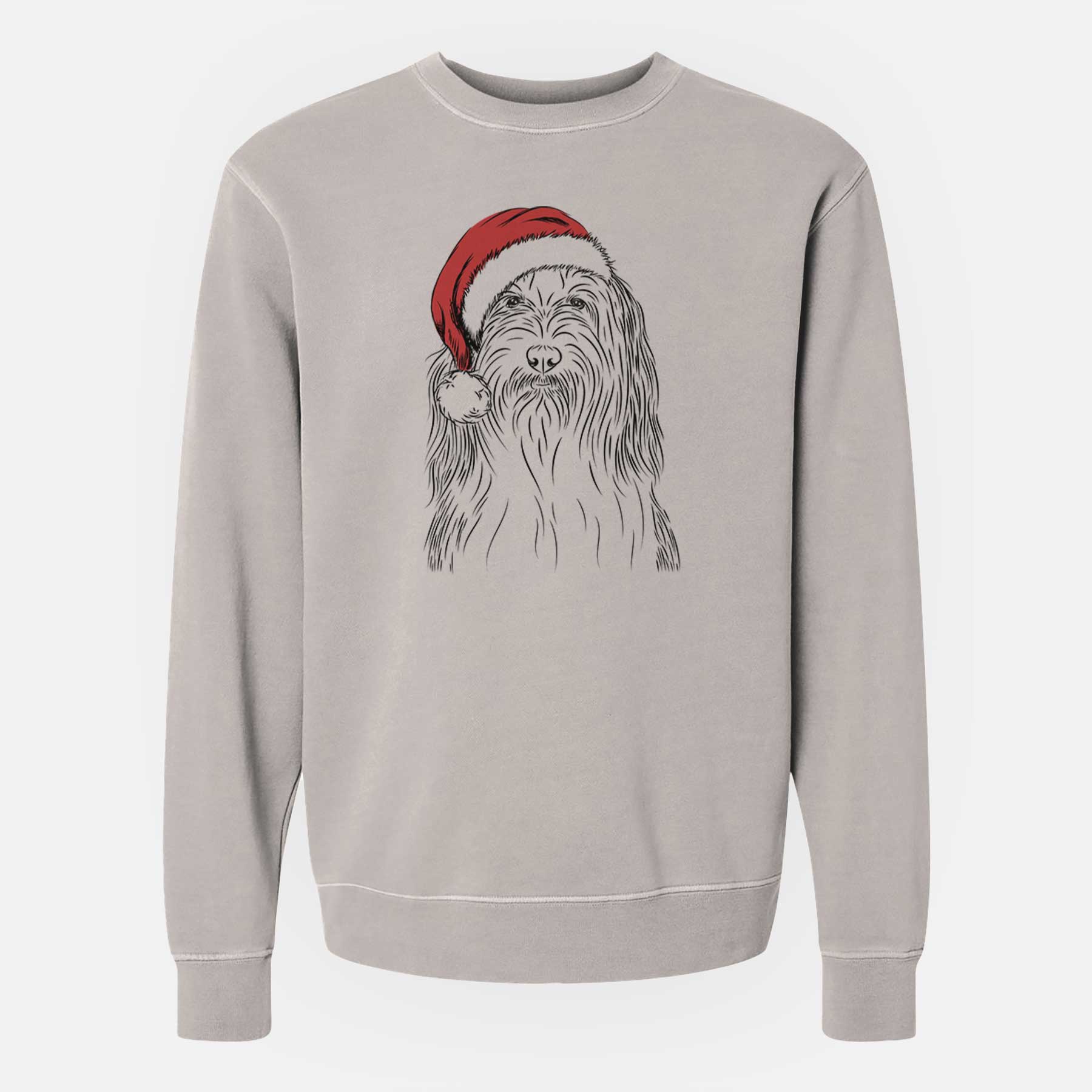 Santa Murray the Bearded Collie - Unisex Pigment Dyed Crew Sweatshirt