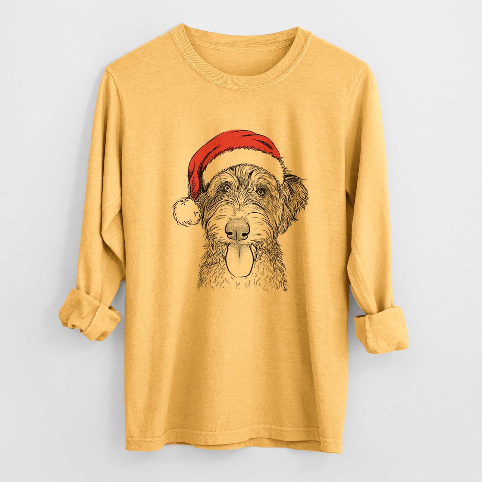 Santa Myrtle Mae the Aussiedoodle - Heavyweight 100% Cotton Long Sleeve