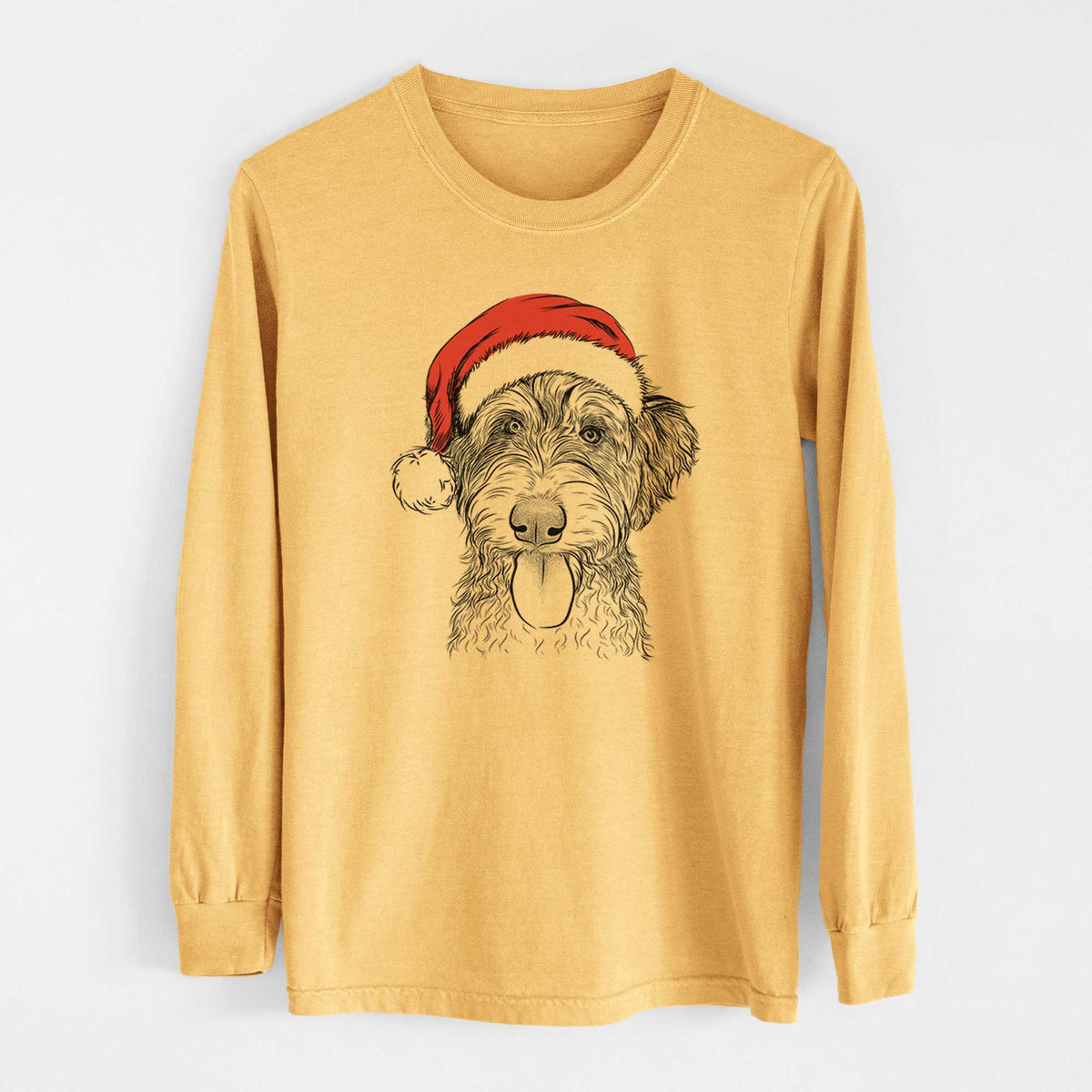 Santa Myrtle Mae the Aussiedoodle - Heavyweight 100% Cotton Long Sleeve
