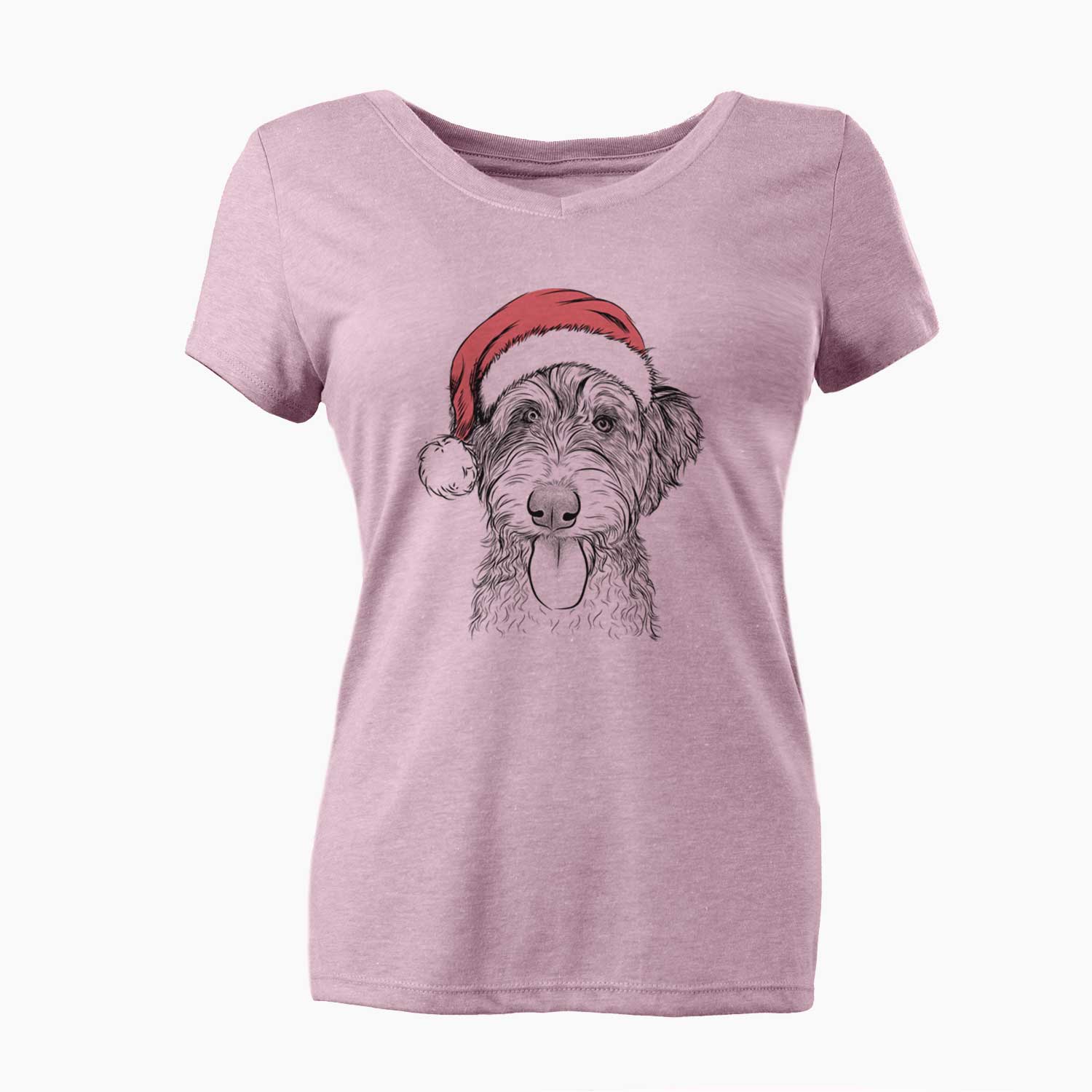 Santa Myrtle Mae the Aussiedoodle - Women's V-neck Shirt